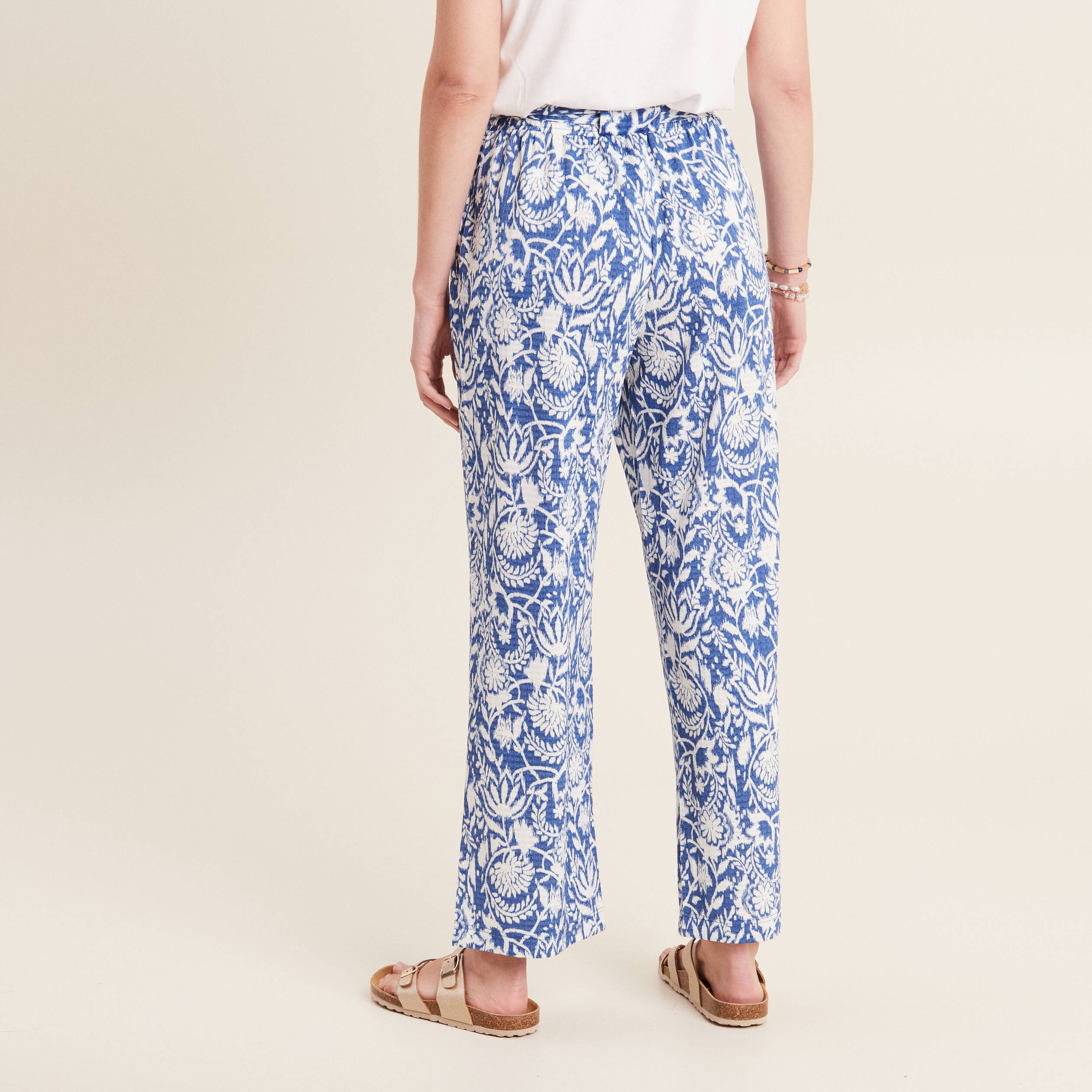 pantalon ample taille haute bleu femme Pantalon ample taille haute bleu femme