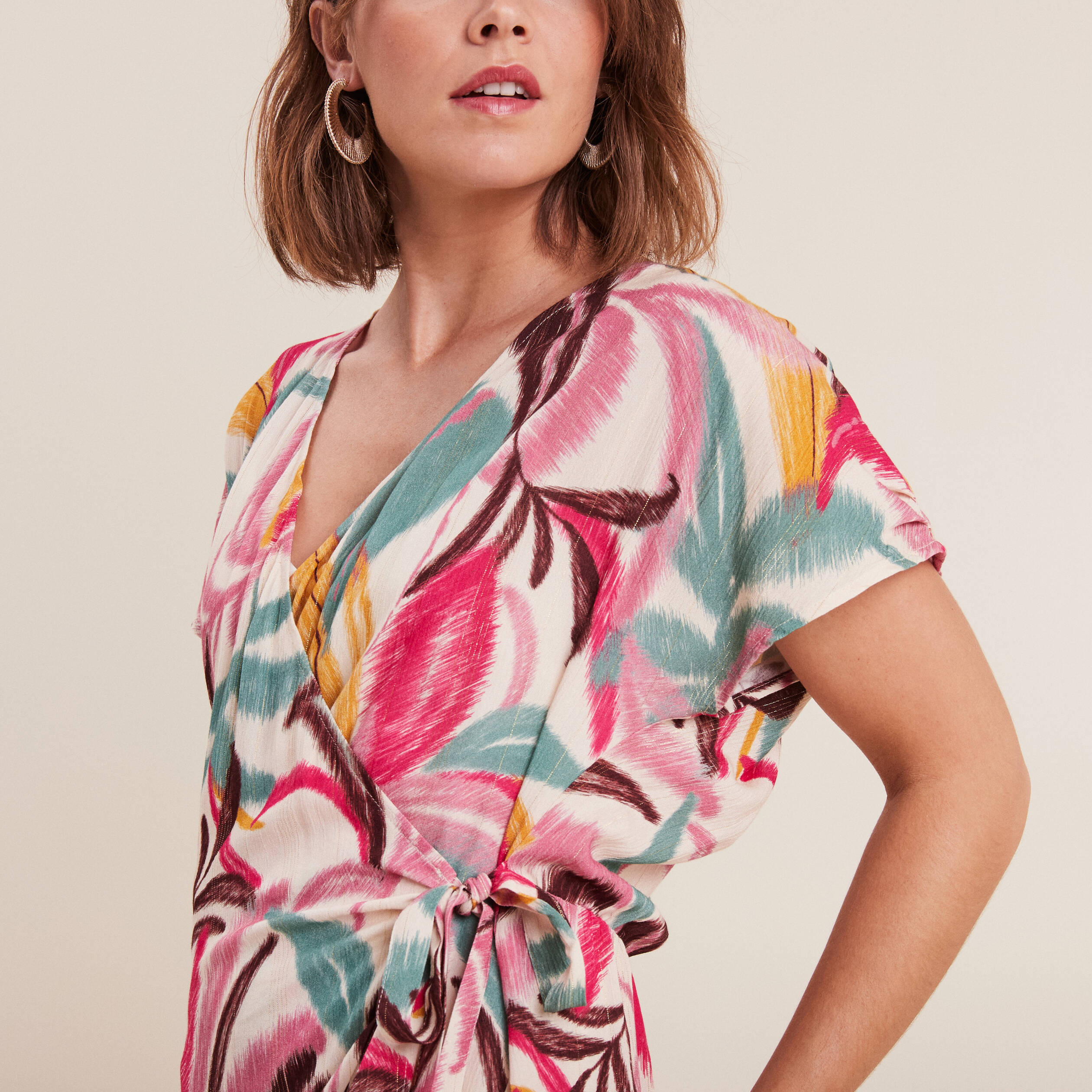 Robe portefeuille rose femme