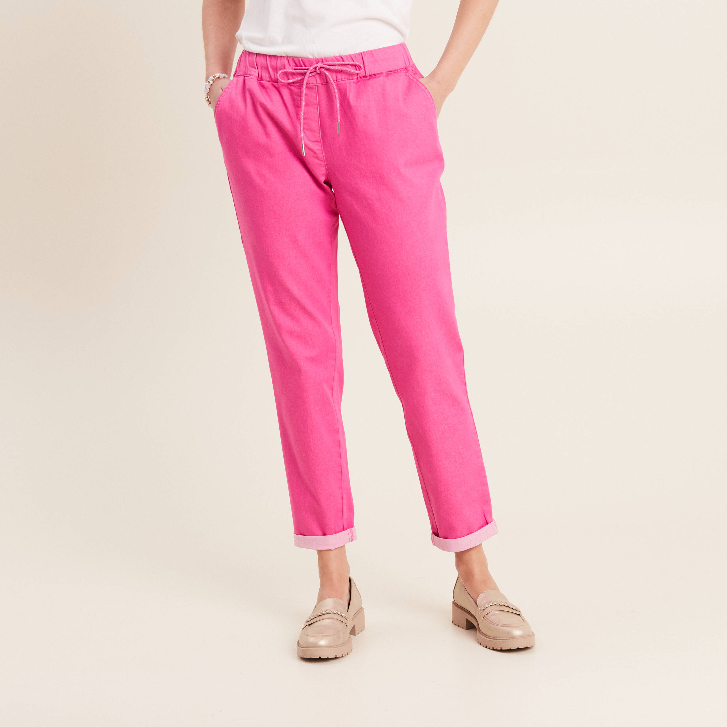 Pantalon jogger 7 8eme rose fushia femme Breal