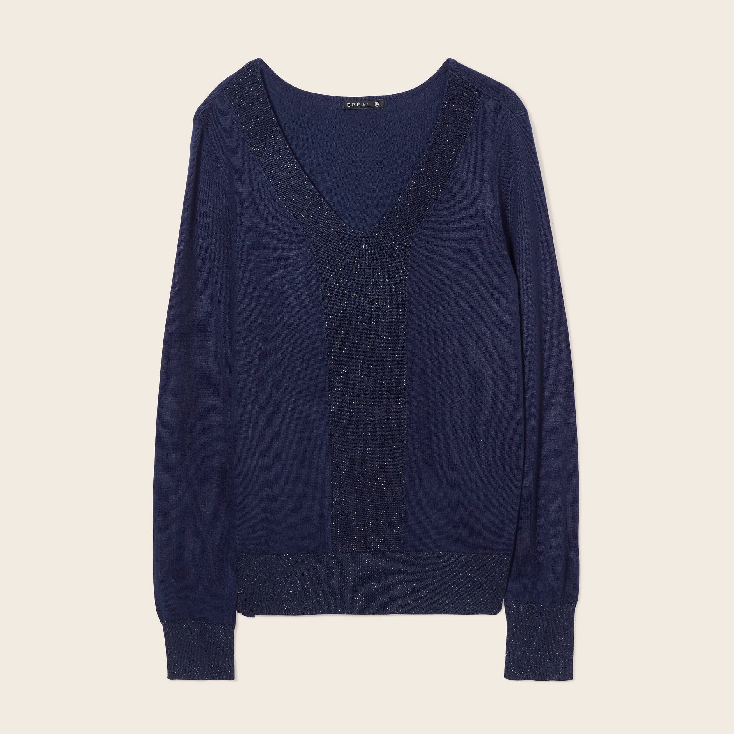 Pull manches longues bleu marine femme