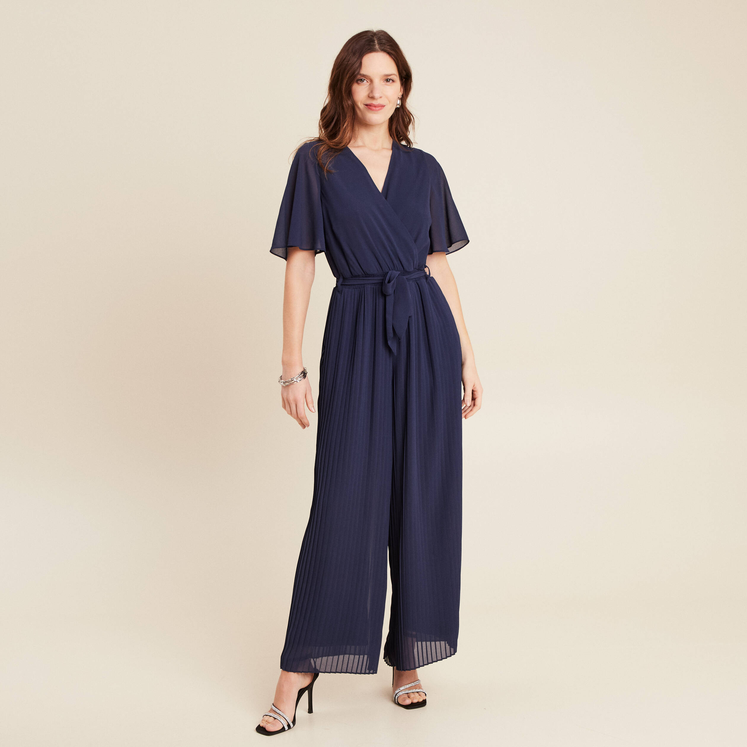 Combinaison pantalon fluide bleu marine femme