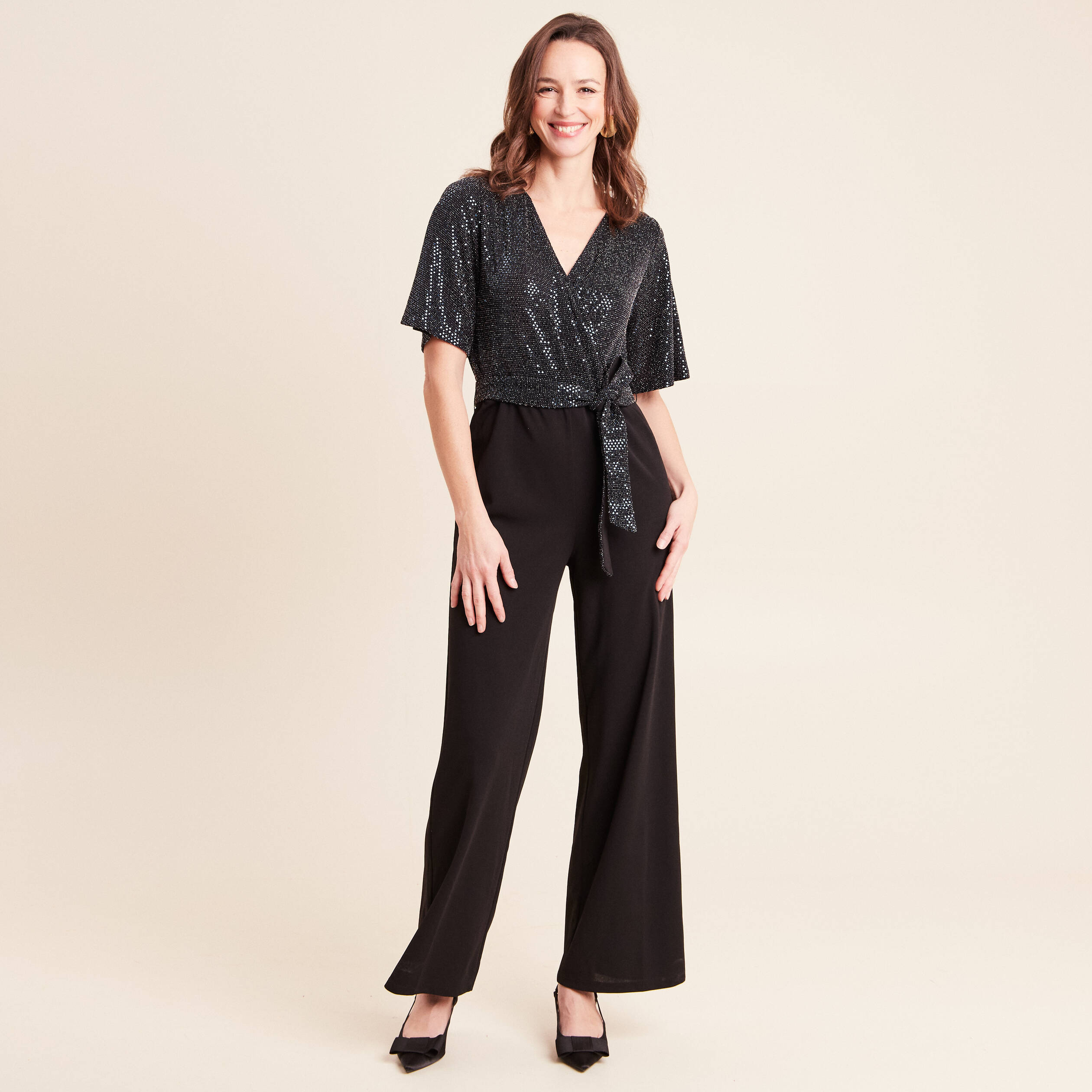 Combinaison en maille bleu marine femme