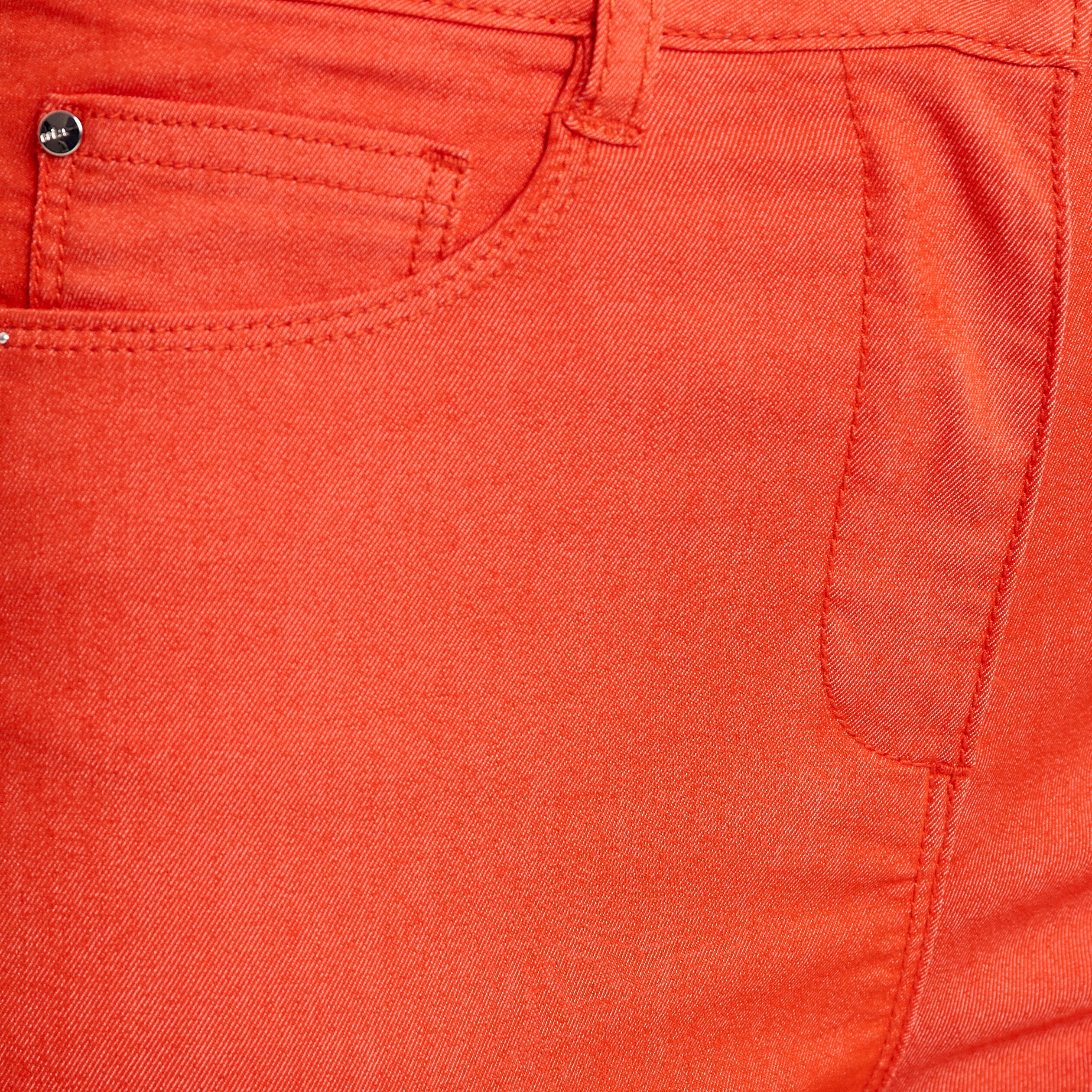 Pantacourt droit taille haute orange femme