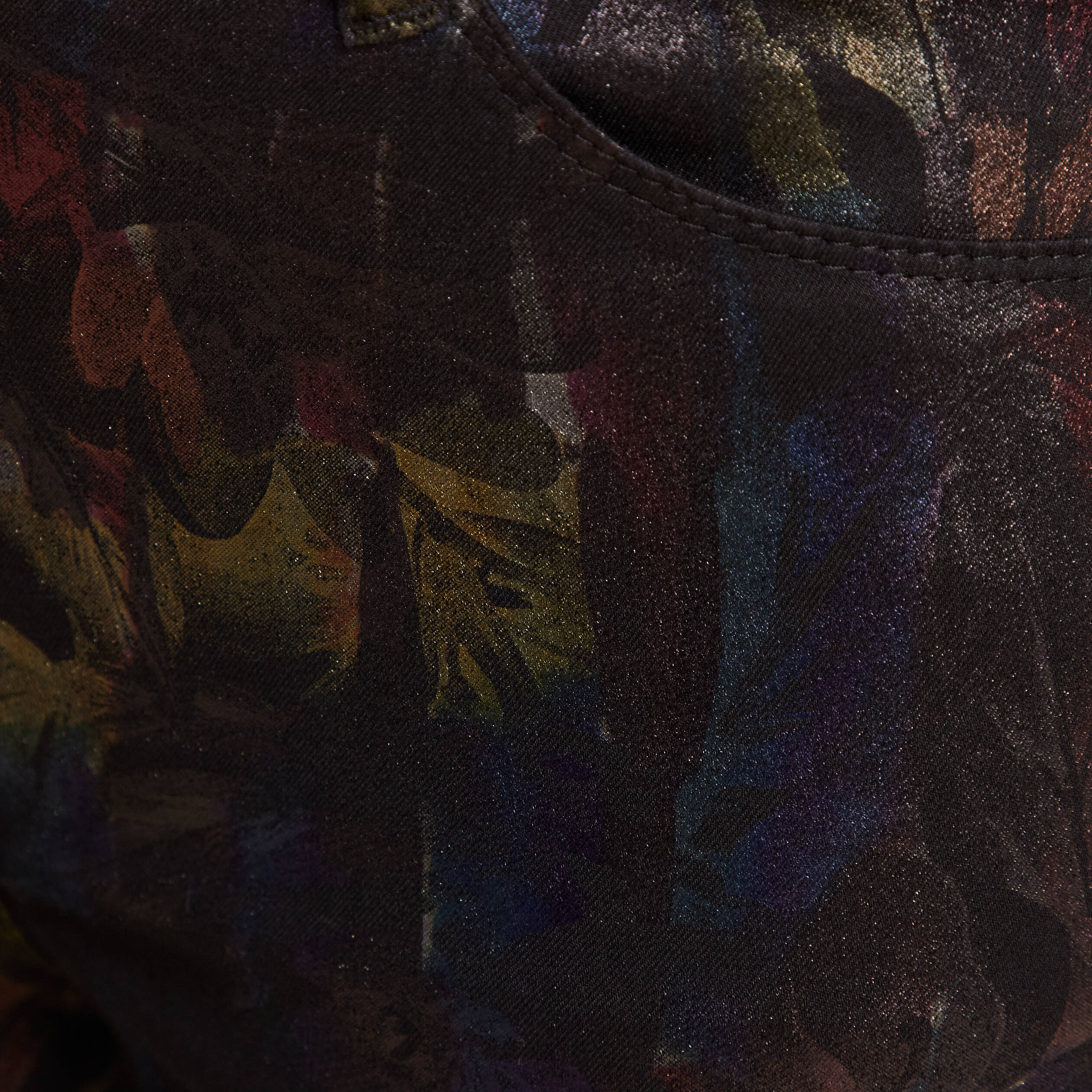 Pantalon ajusté enduit 7/8ème multicolore femme