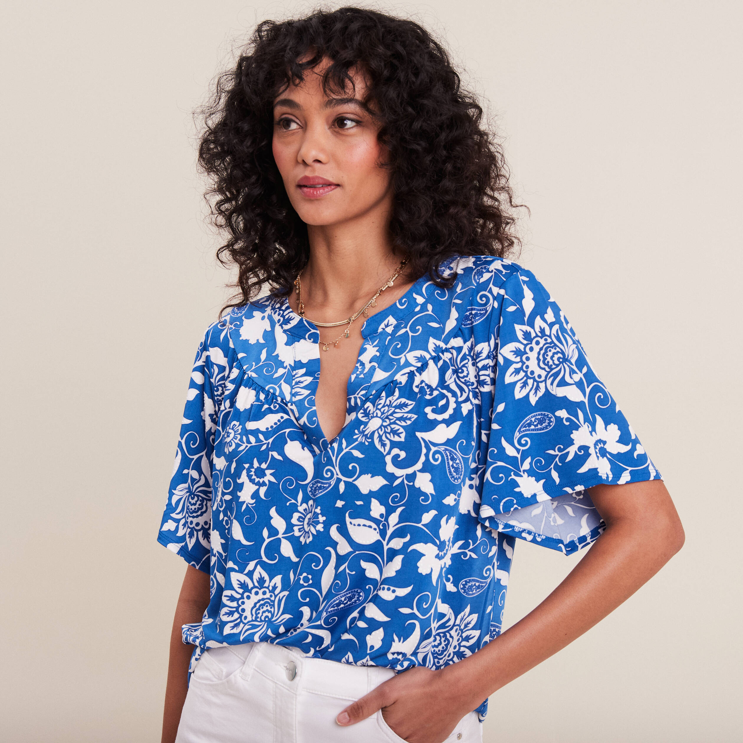 T-shirt manches courtes bleu femme