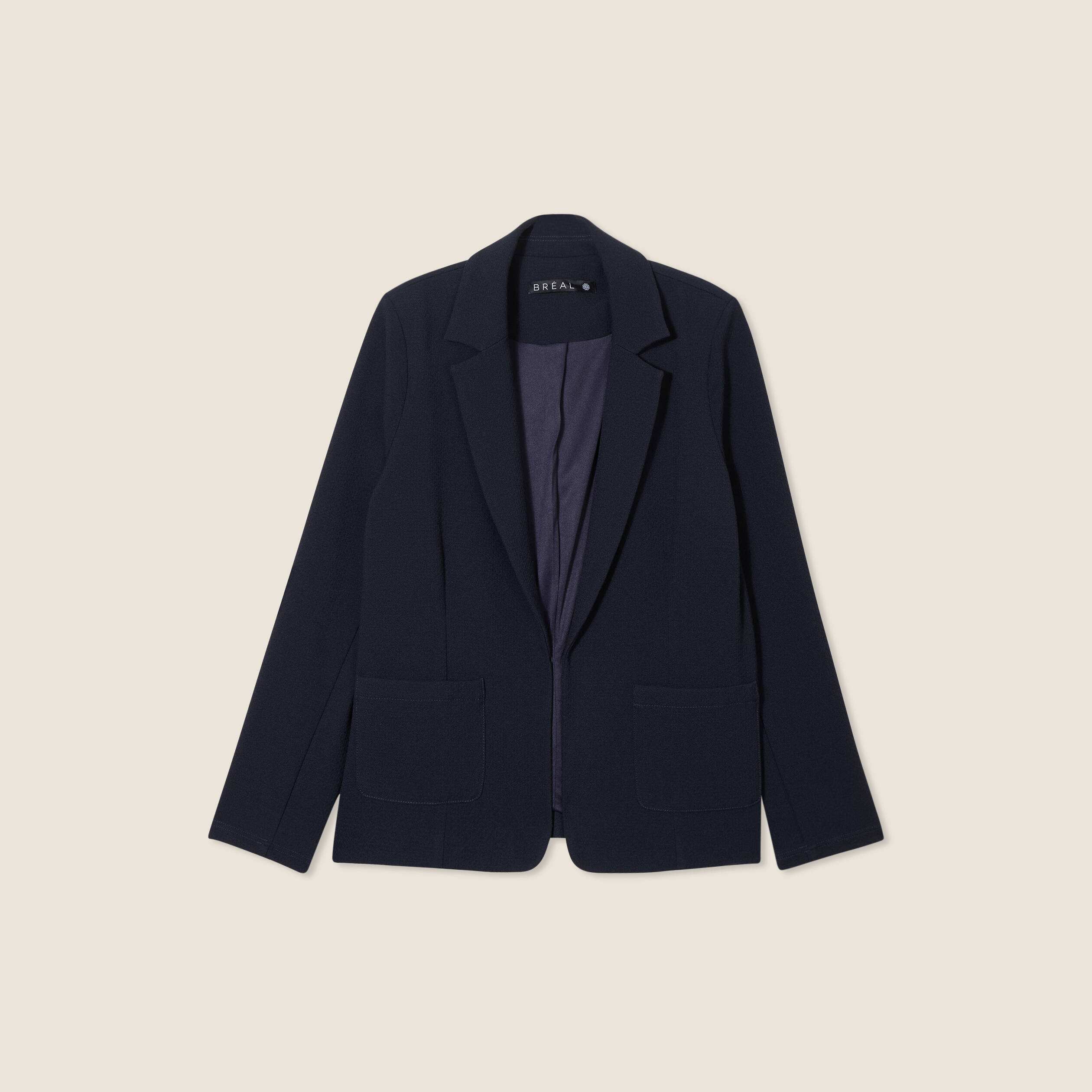 Veste tailleur cintrée bleu foncé femme