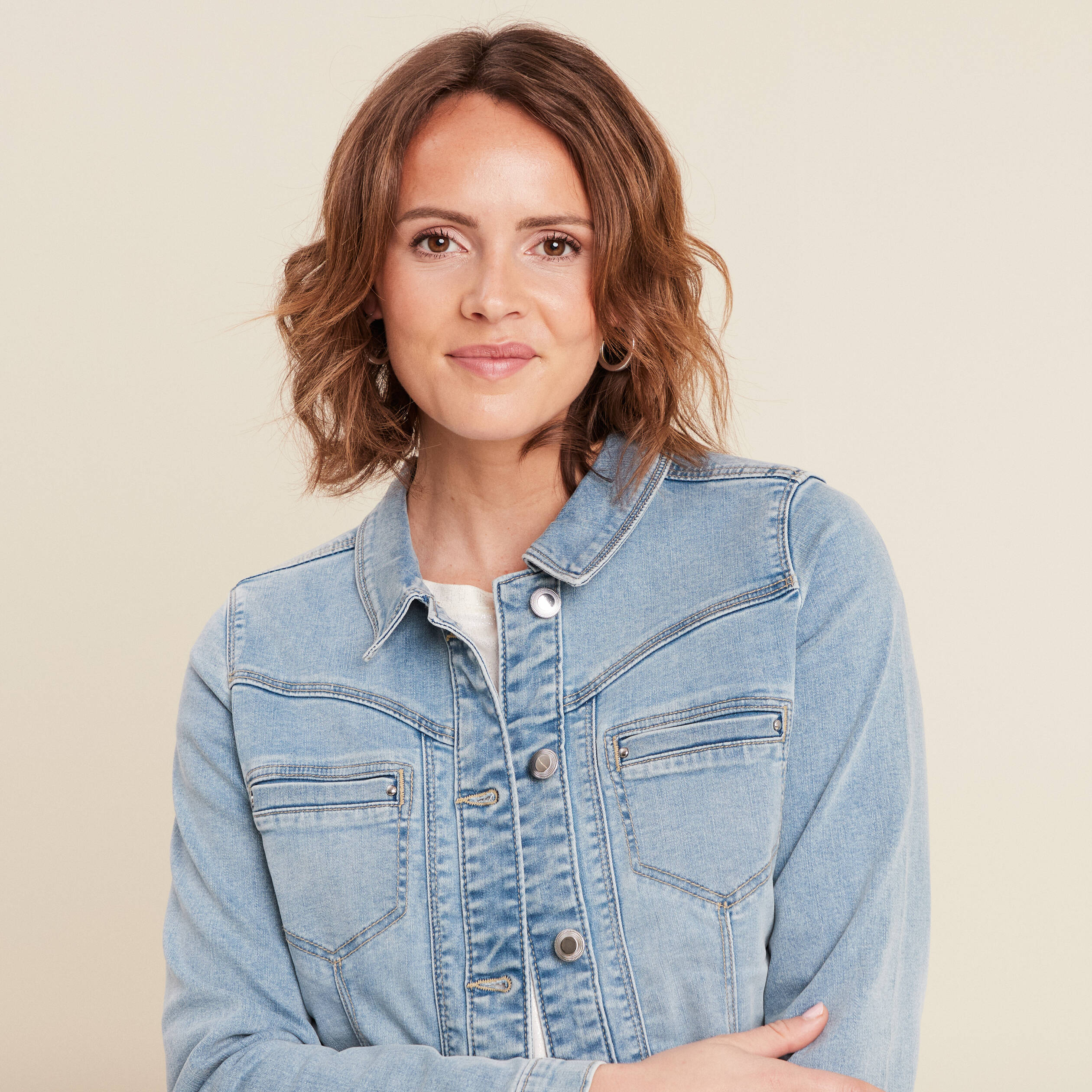 Blouson en jean denim baby bleu femme