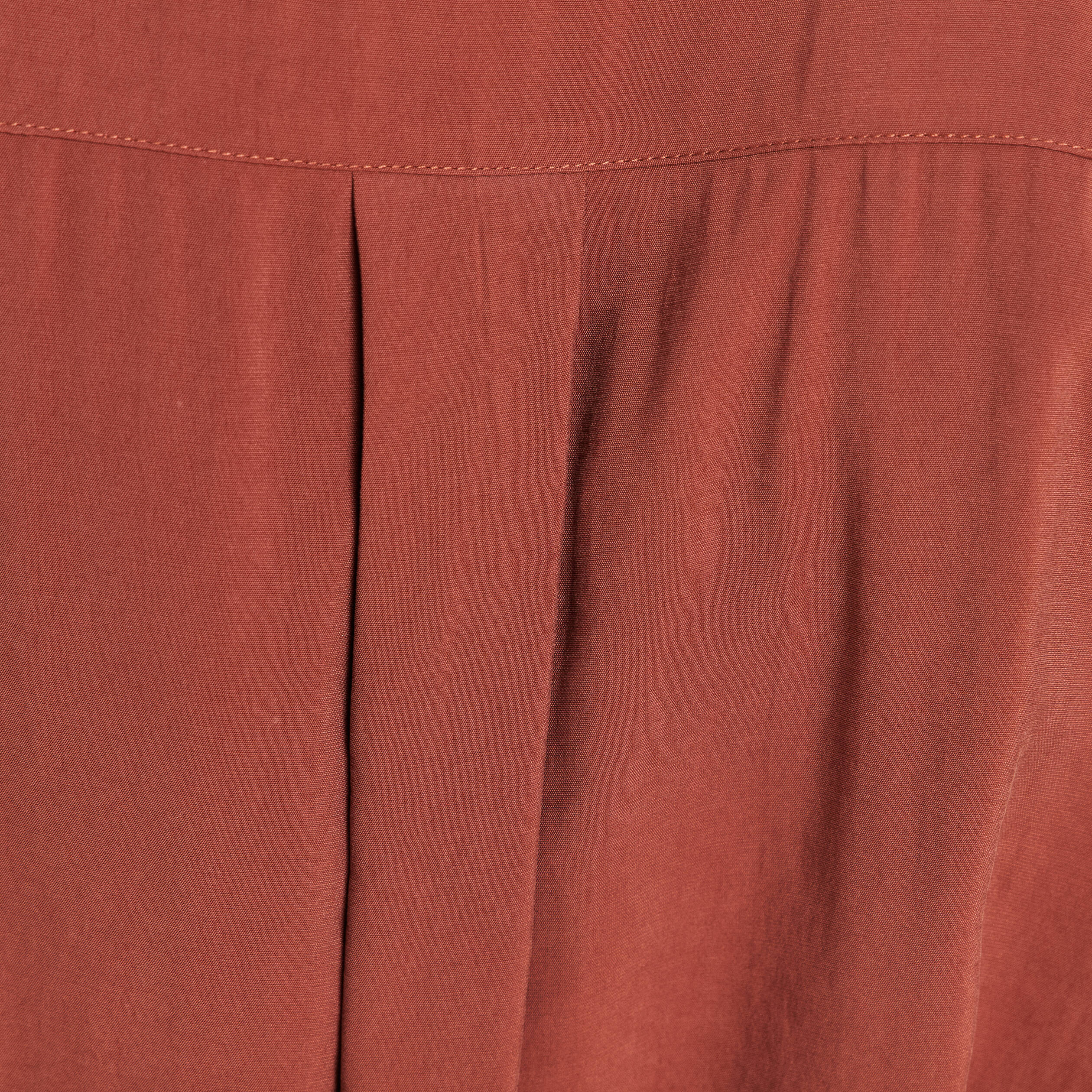 Robe droite col chemise manches courtes marron femme