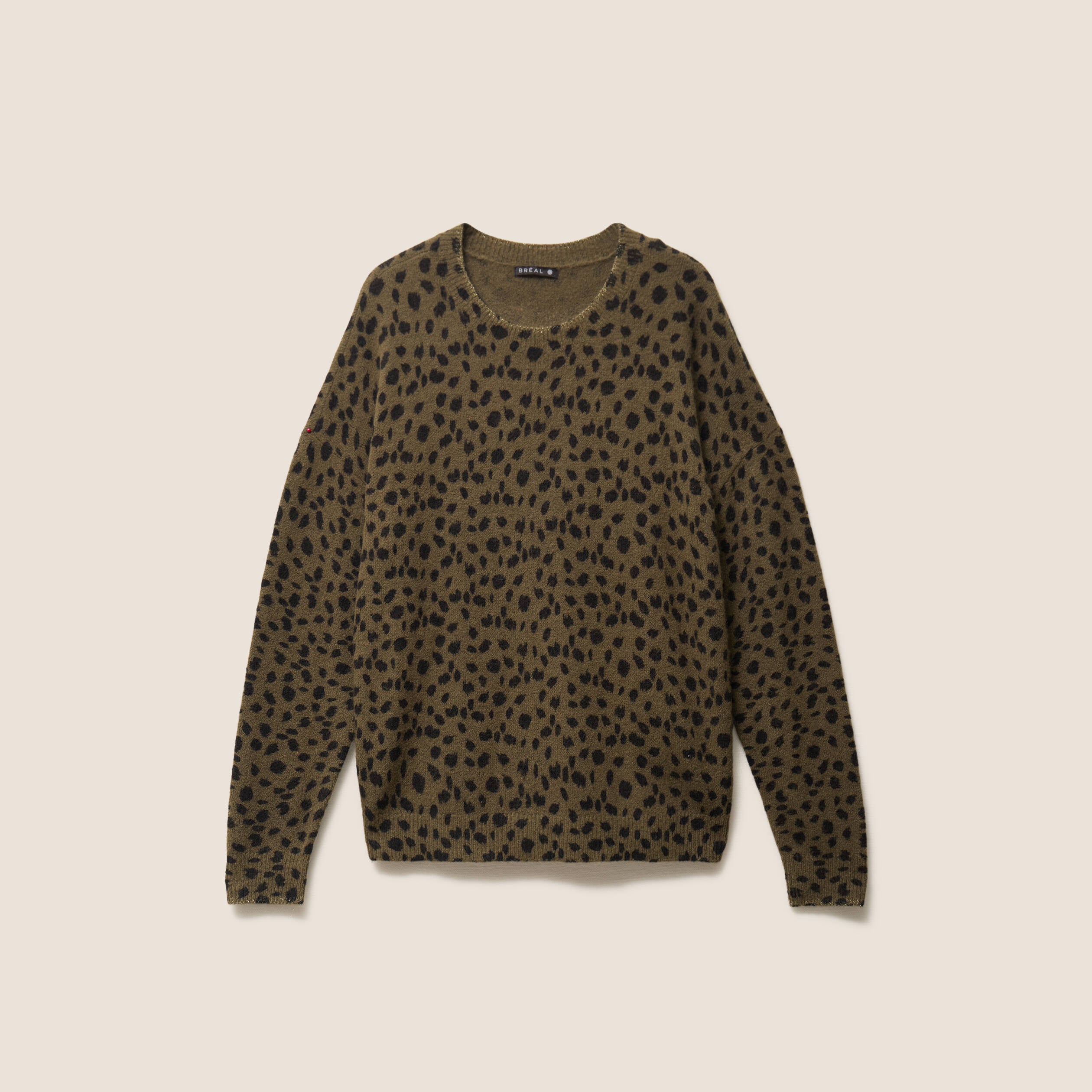 Pull droit col rond manches longues vert femme