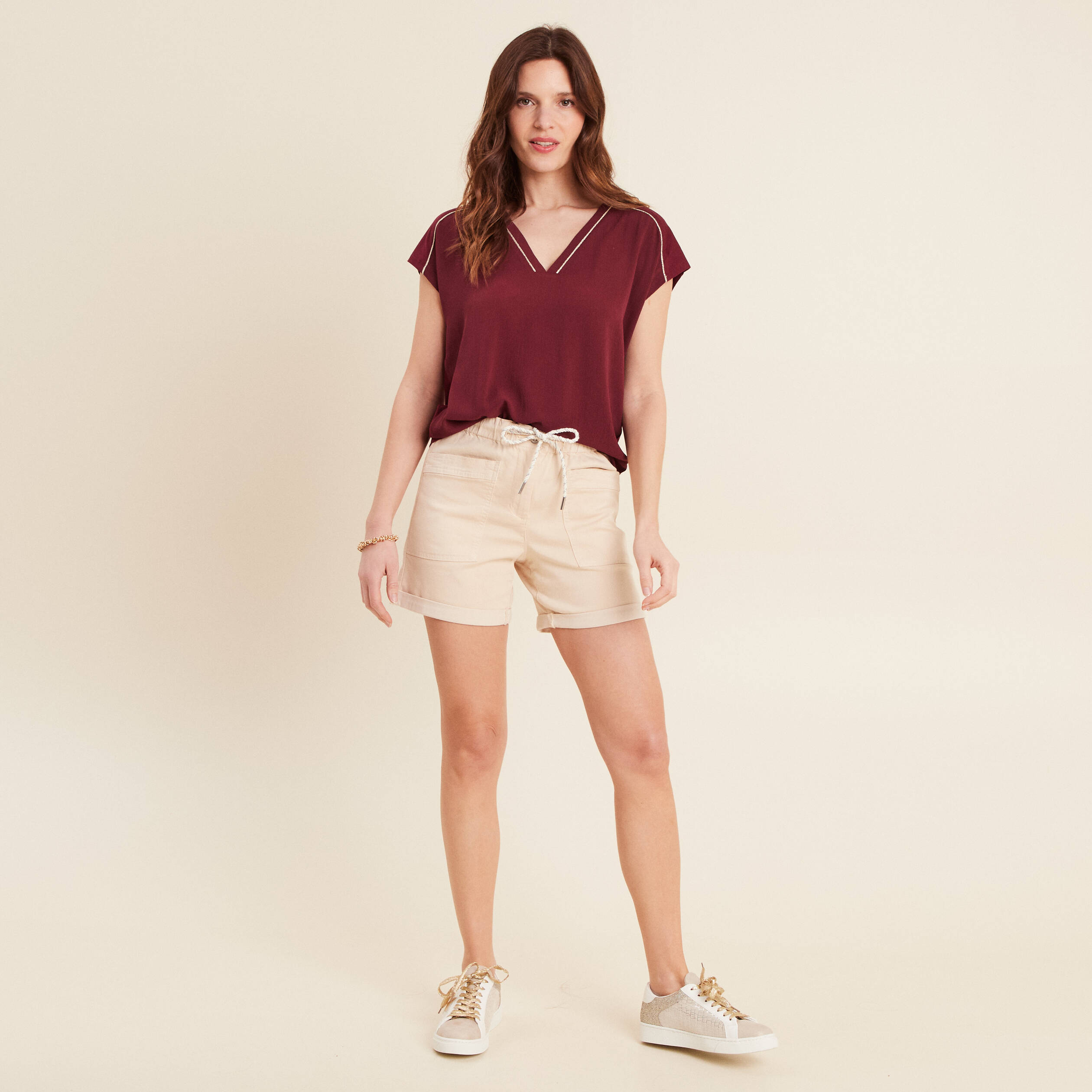 t shirt manches courtes bordeaux femme T-shirt manches courtes bordeaux femme