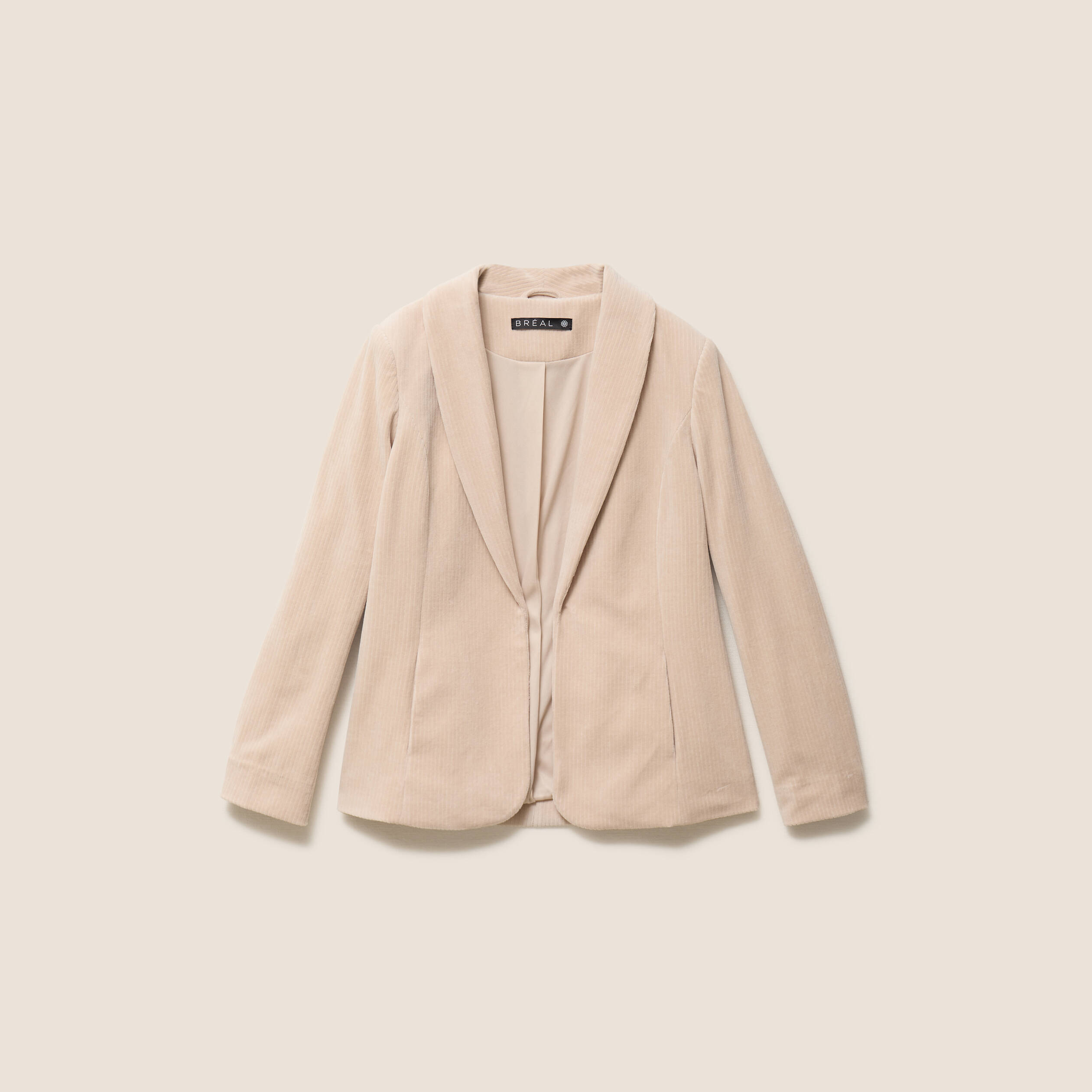Veste tailleur velours sable femme