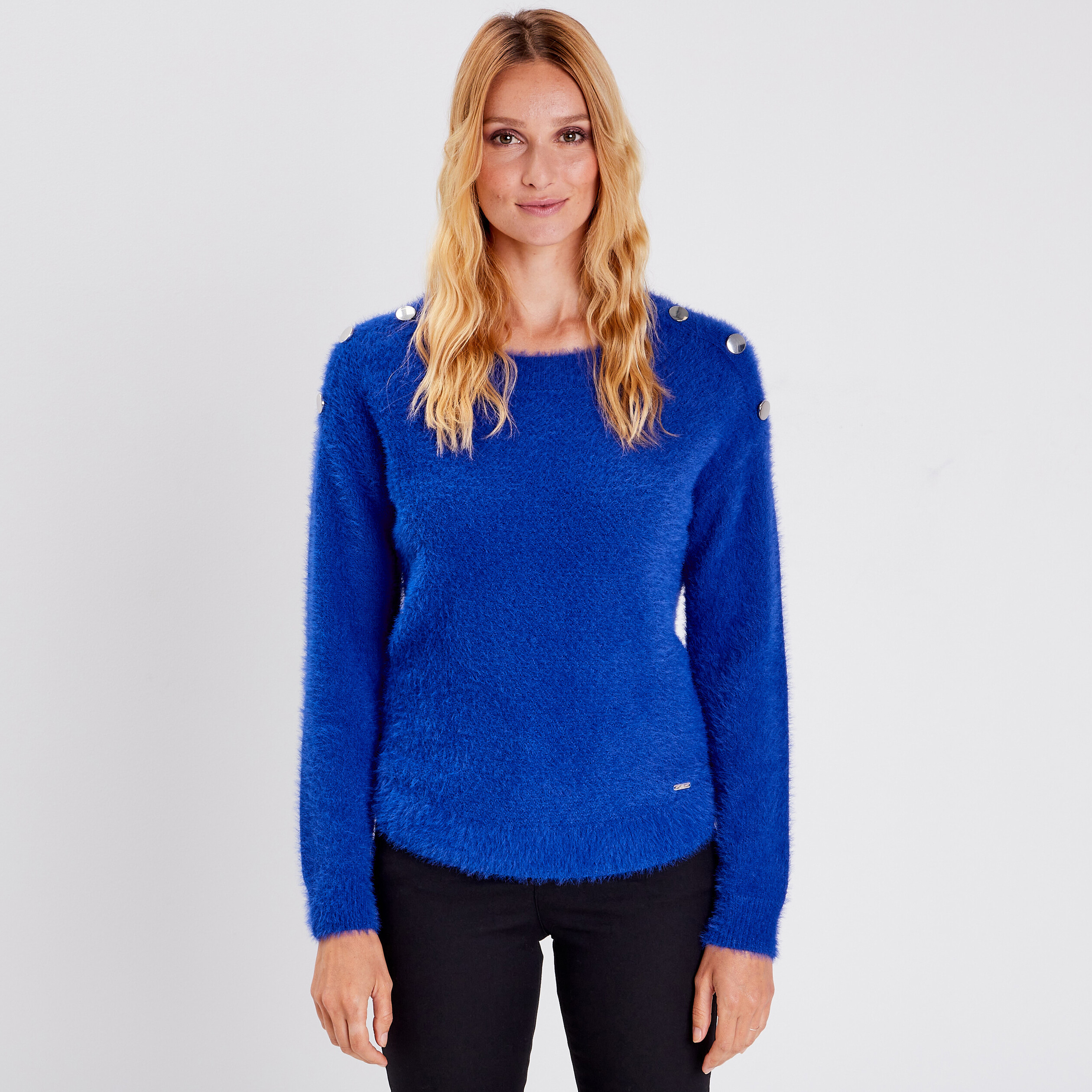 Pull manches longues bleu foncé femme