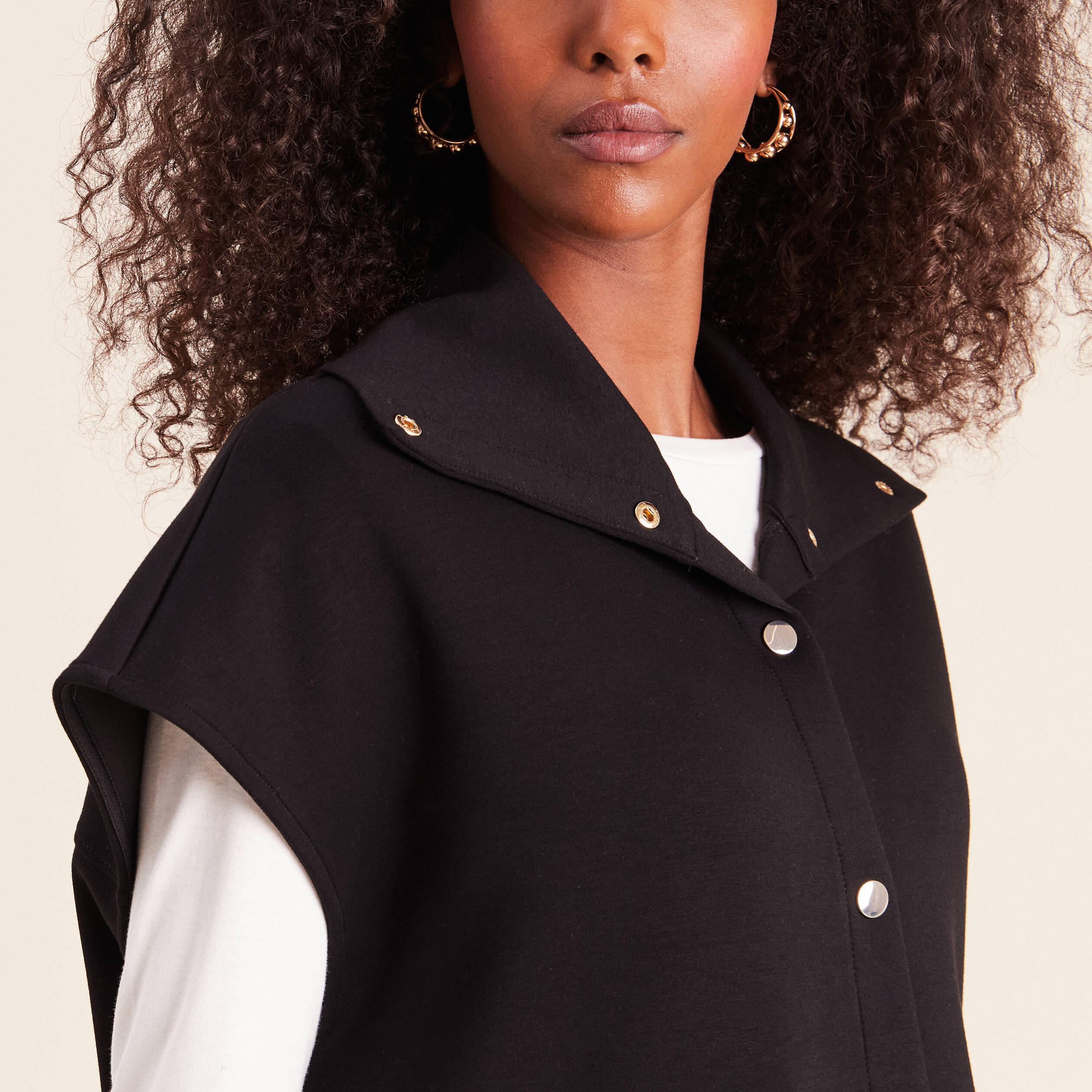 Gilet manches courtes col camionneur noir femme