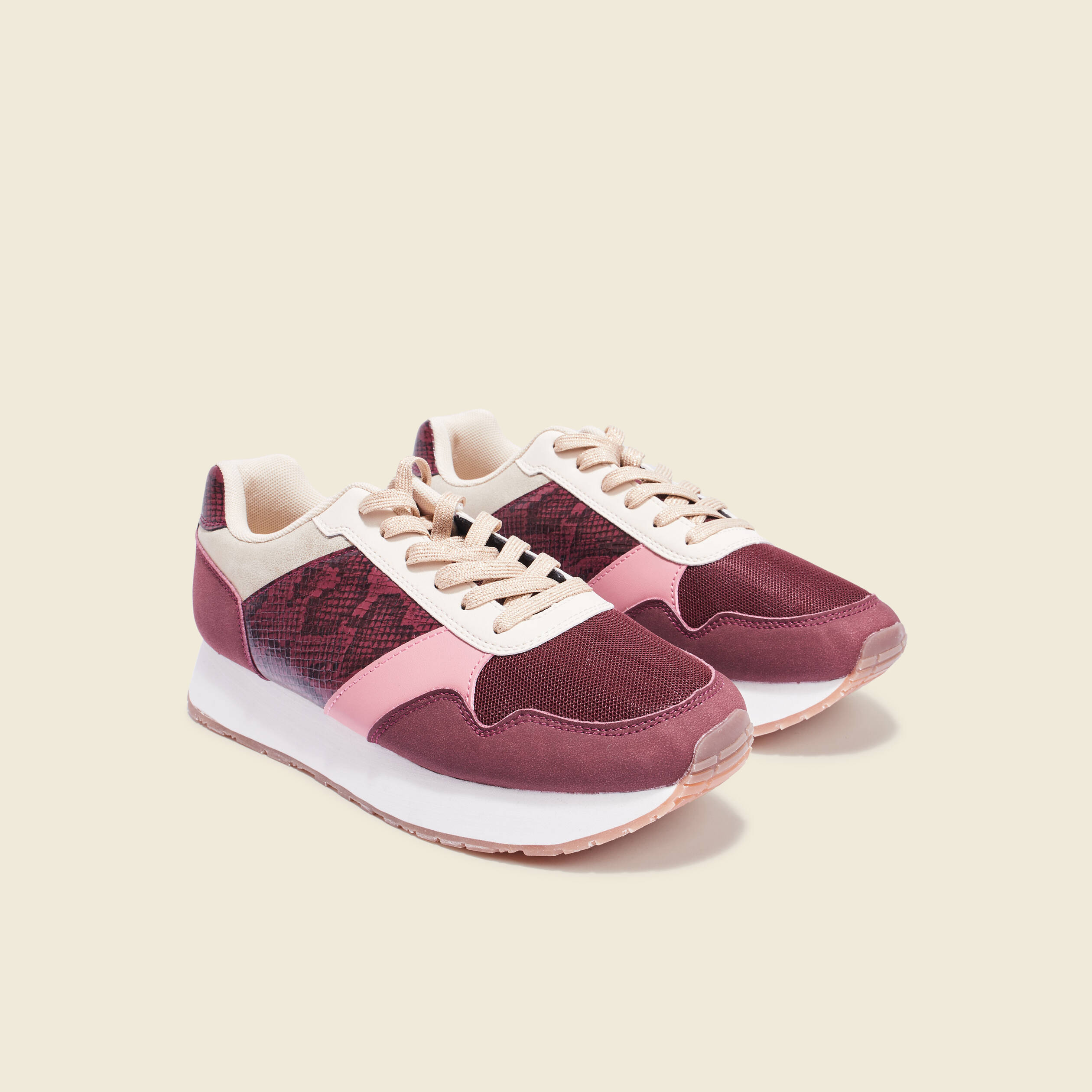 Baskets semelles épaisses bordeaux femme