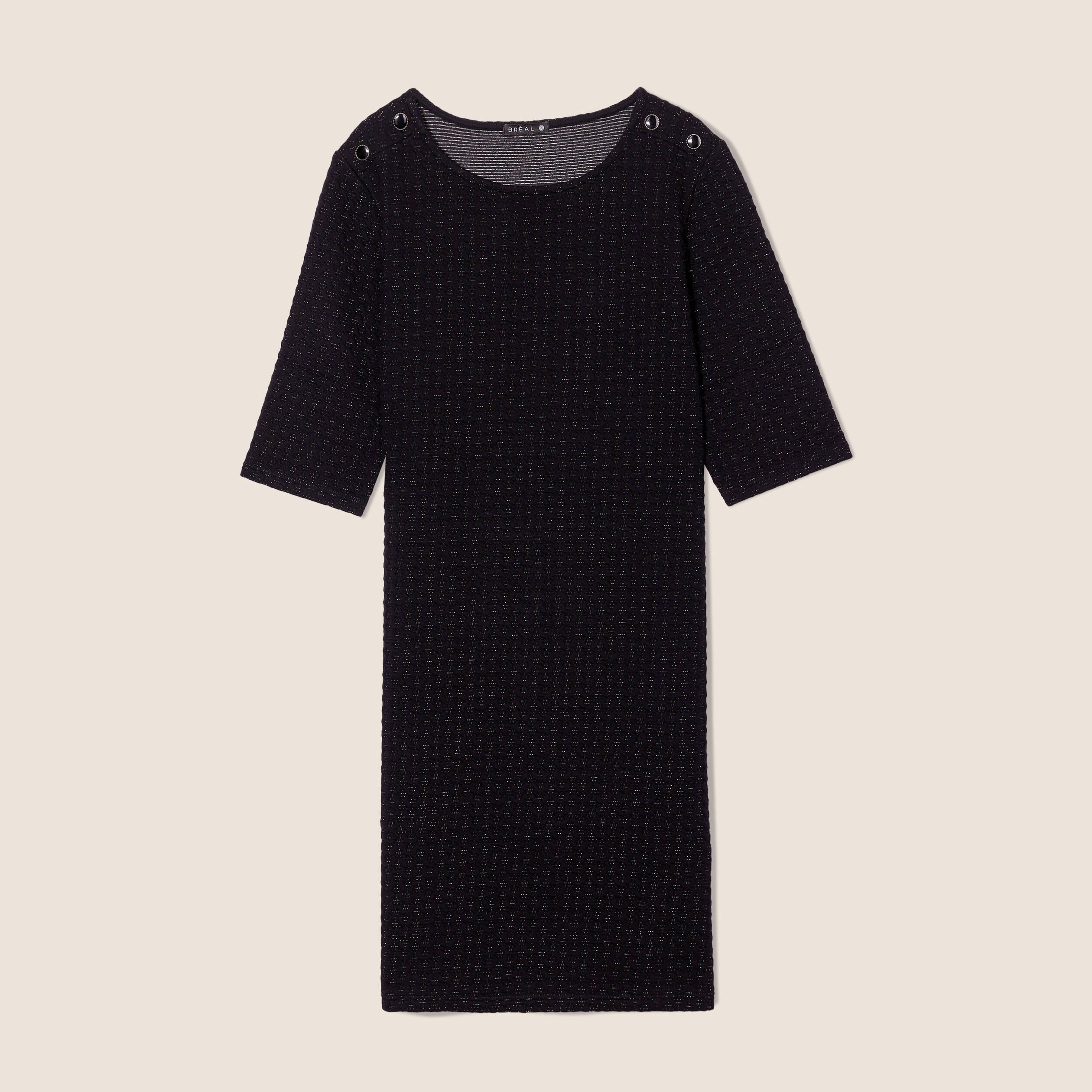 Robe Longue Ayr Pour Femme, Noire, Manches 3/4, Coton Pima, Taille M, Comme Neuve