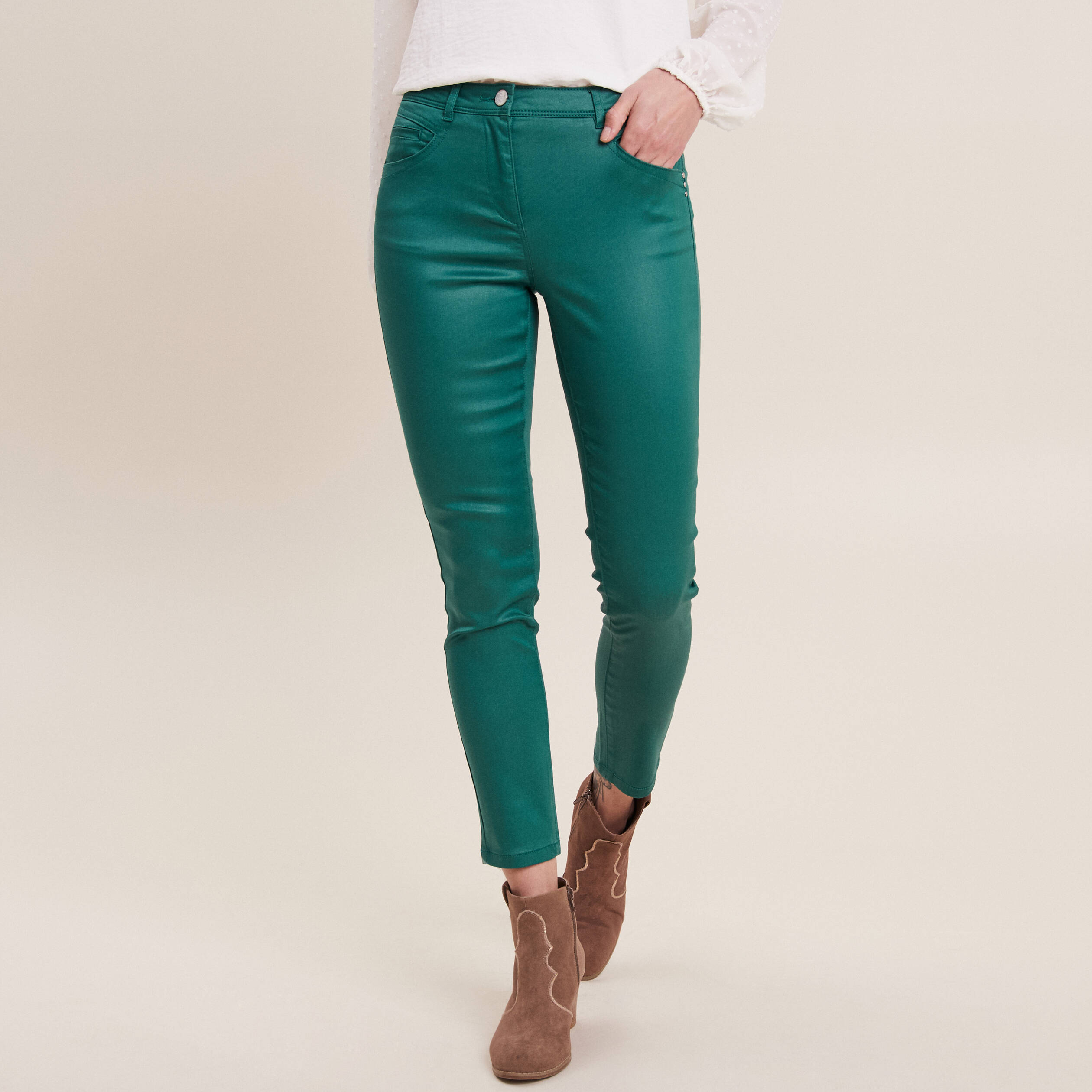 Pantalon vert émeraude femme clearance
