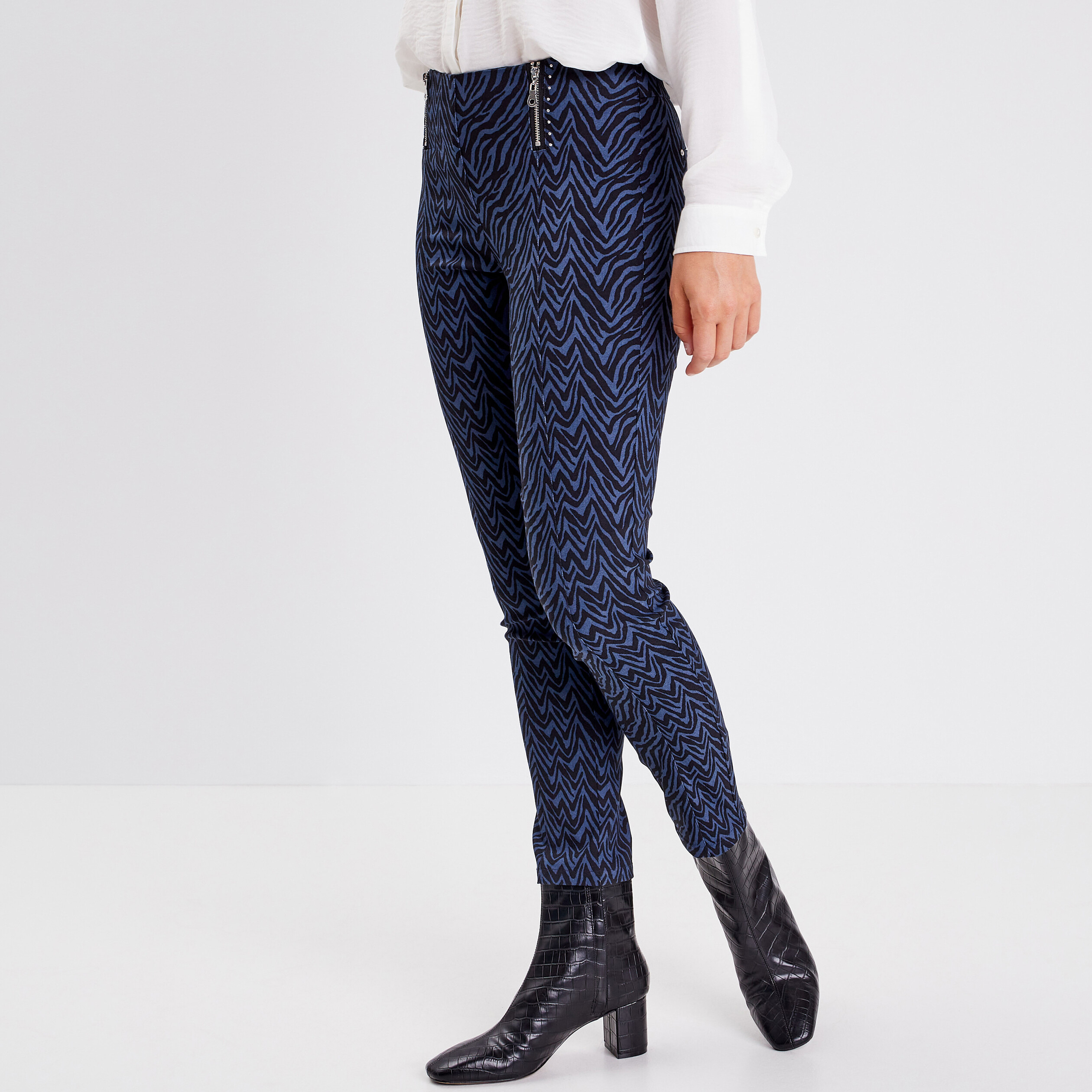 tregging avec details zippes bleu femme Tregging avec détails zippés bleu femme