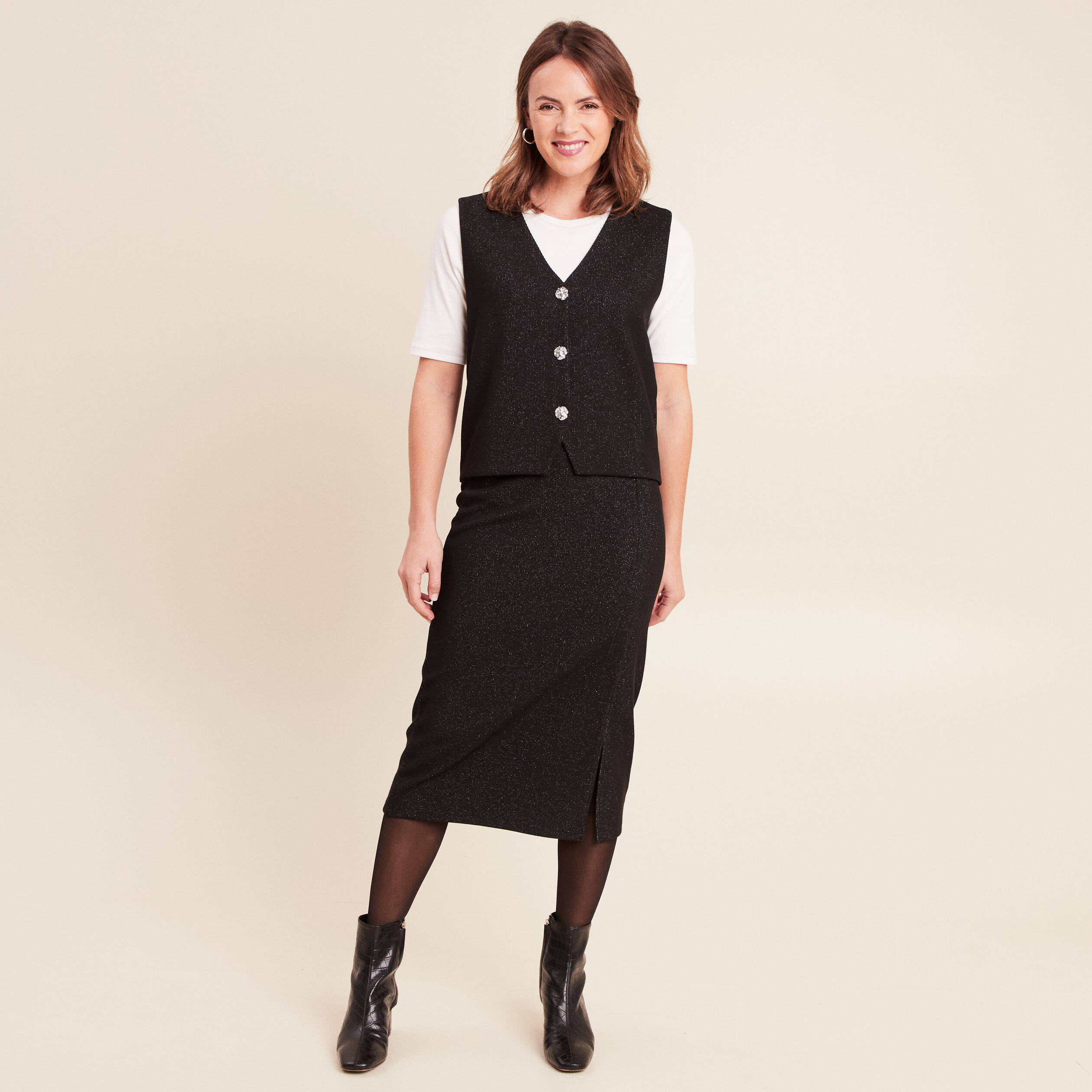 Jupe Noire Bréal - Taille 46 - Style Droite - Occasion Très Bon état