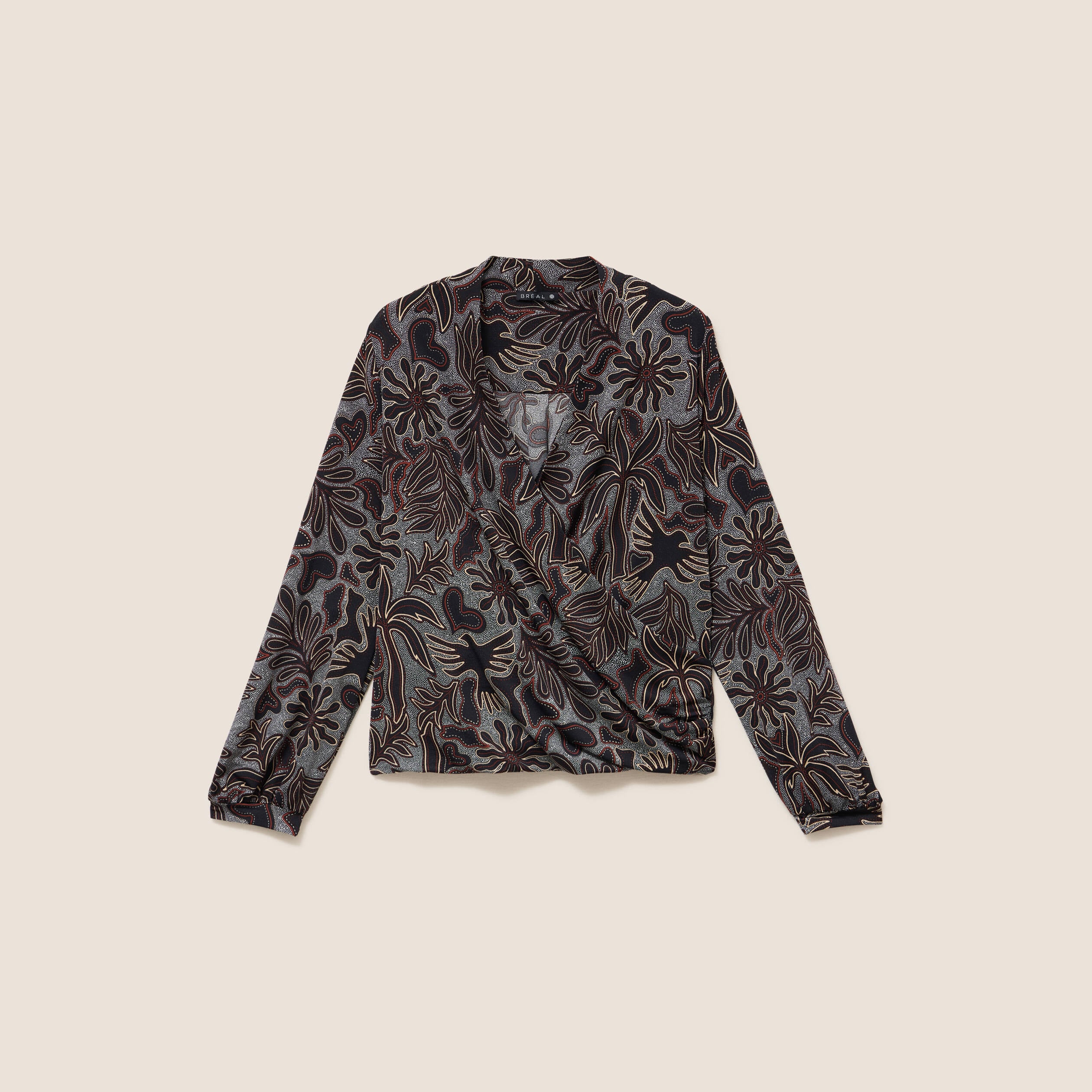 T-shirt cache-c&oelig;ur noir femme