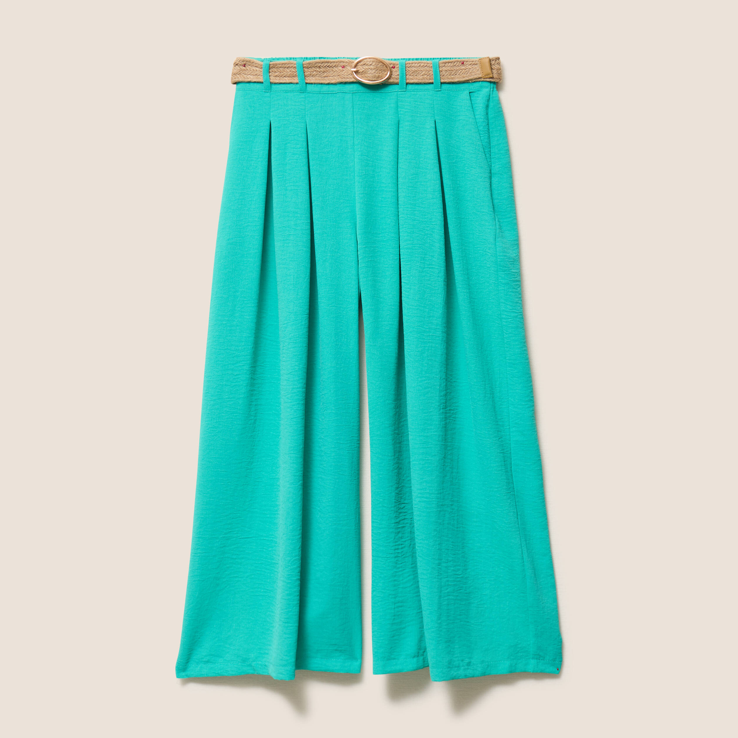 pantalon jupe culotte large vert turquoise femme Pantalon jupe-culotte large vert turquoise femme