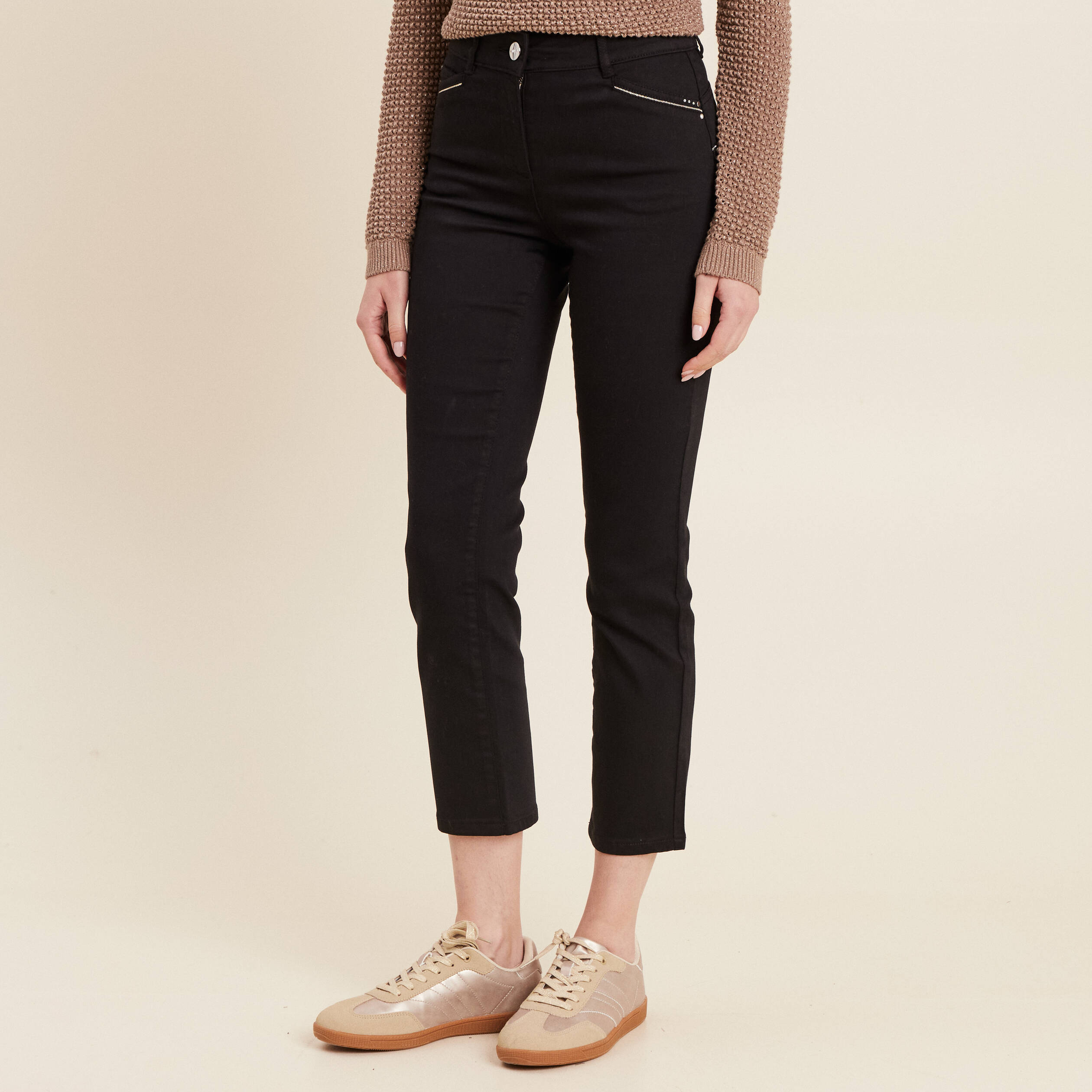 Pantalon droit 5 poches noir femme