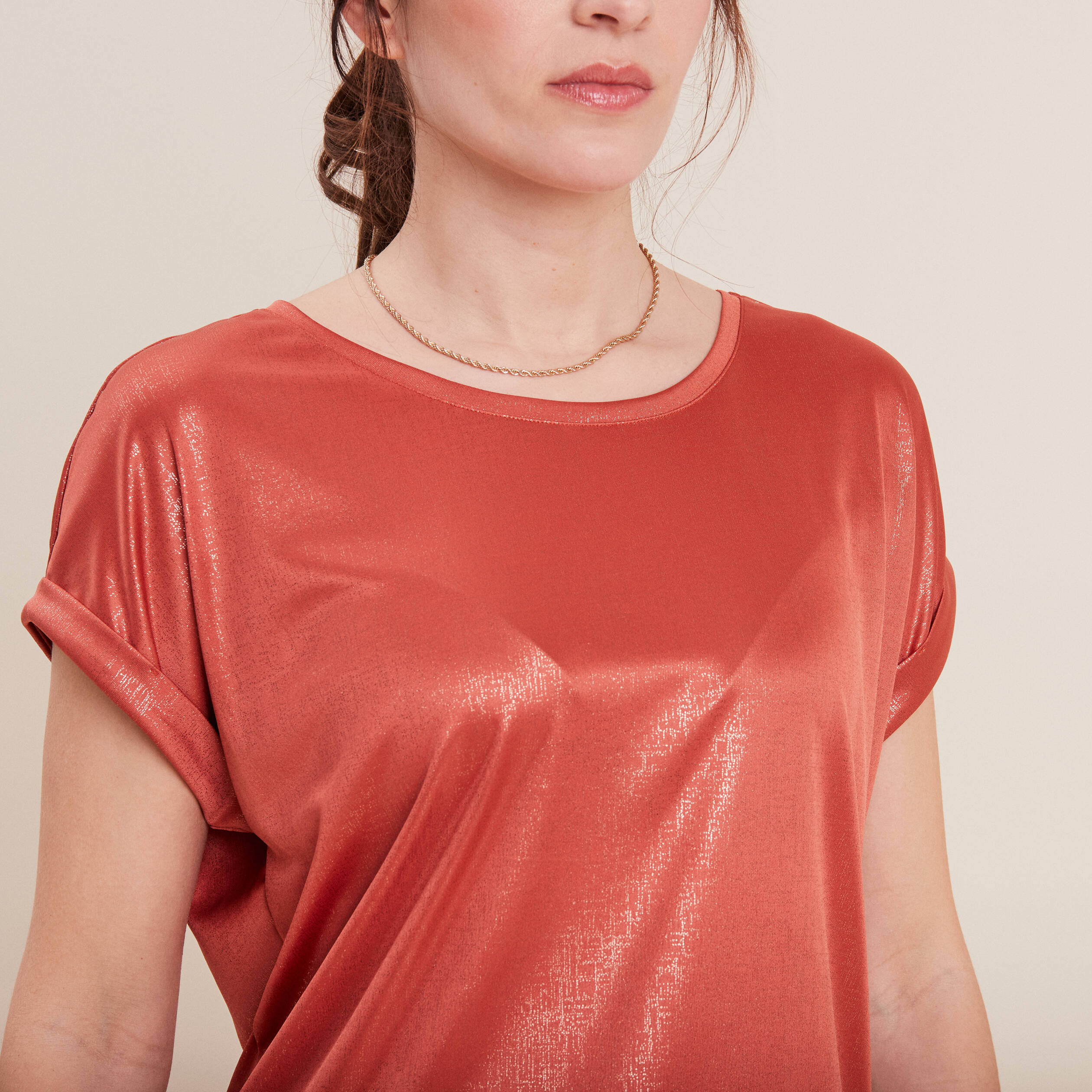 T-shirt manches courtes vieux rose femme