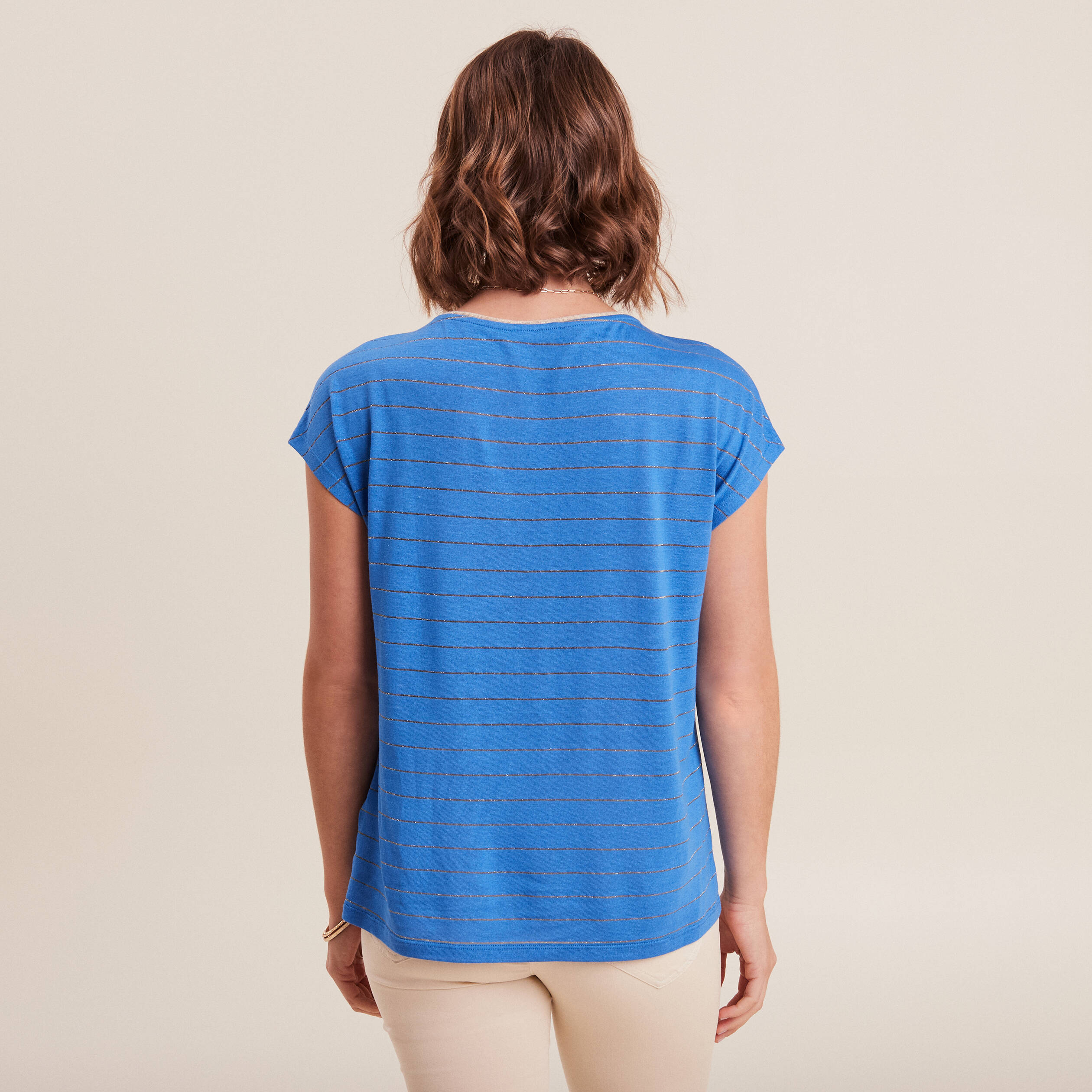 T-shirt manches courtes bleu femme