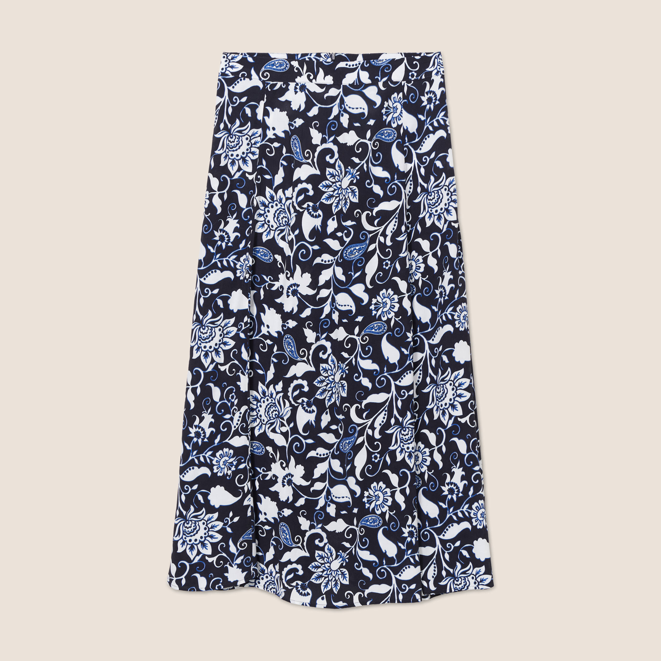 Jupe longue évasée bleu foncé femme