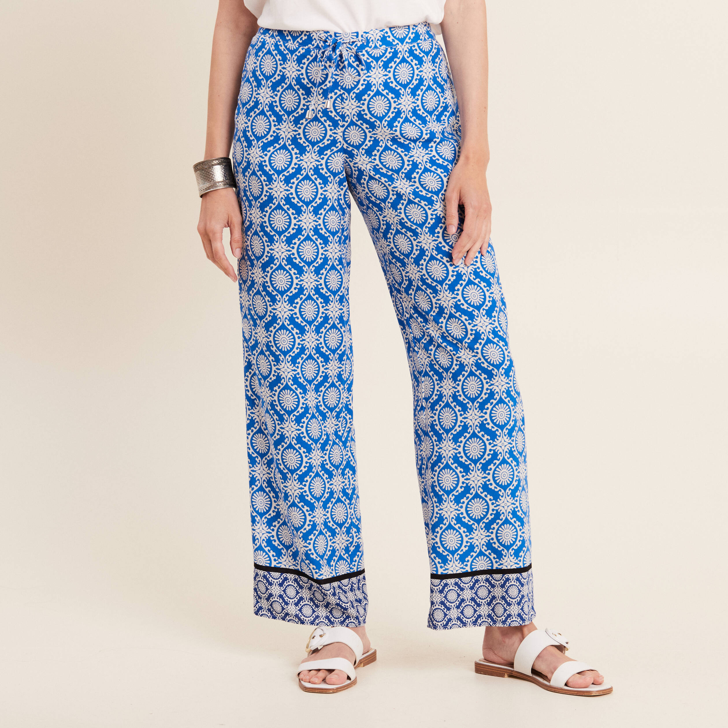 Pantalon flou bleu femme