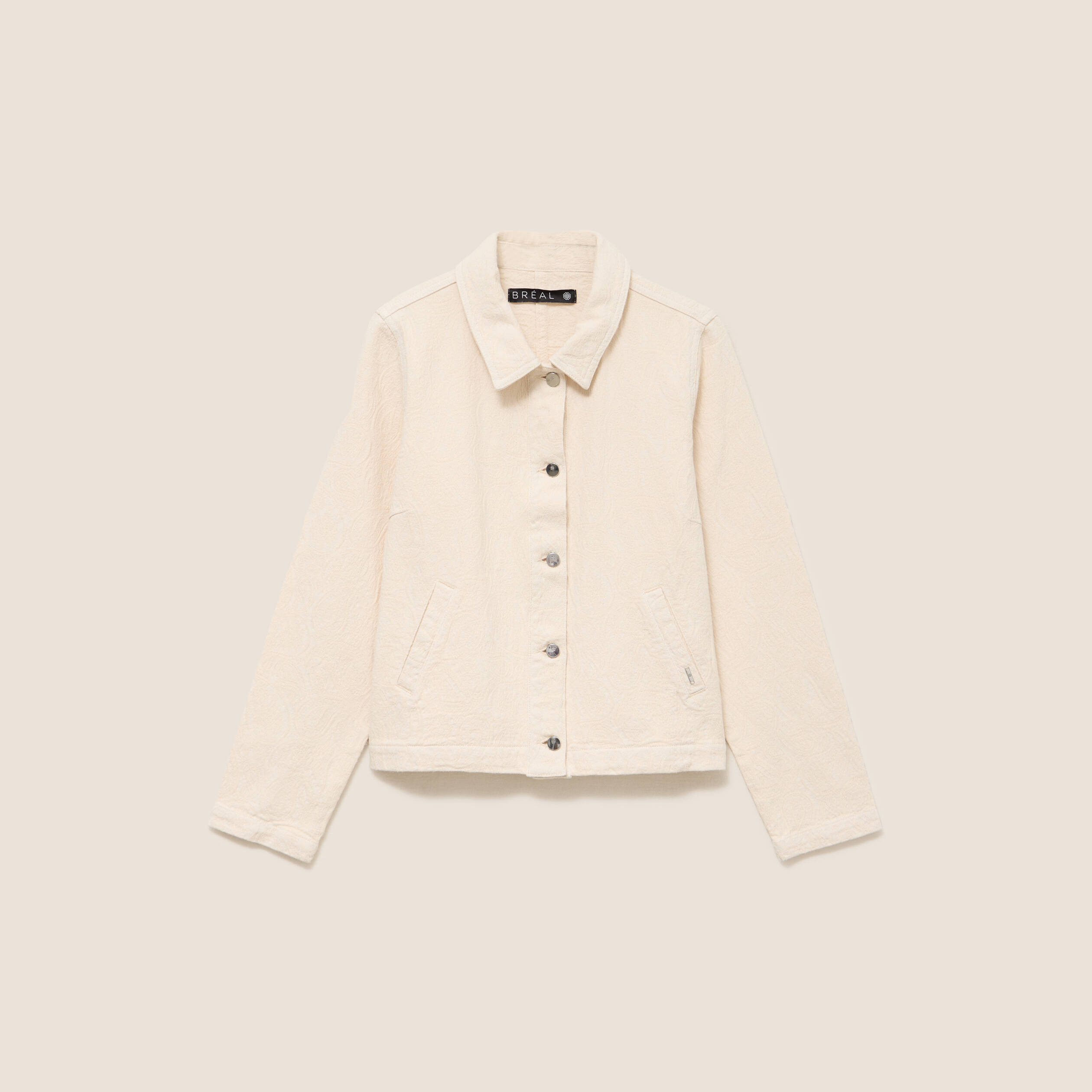 Veste en coton manches longues ivoire femme