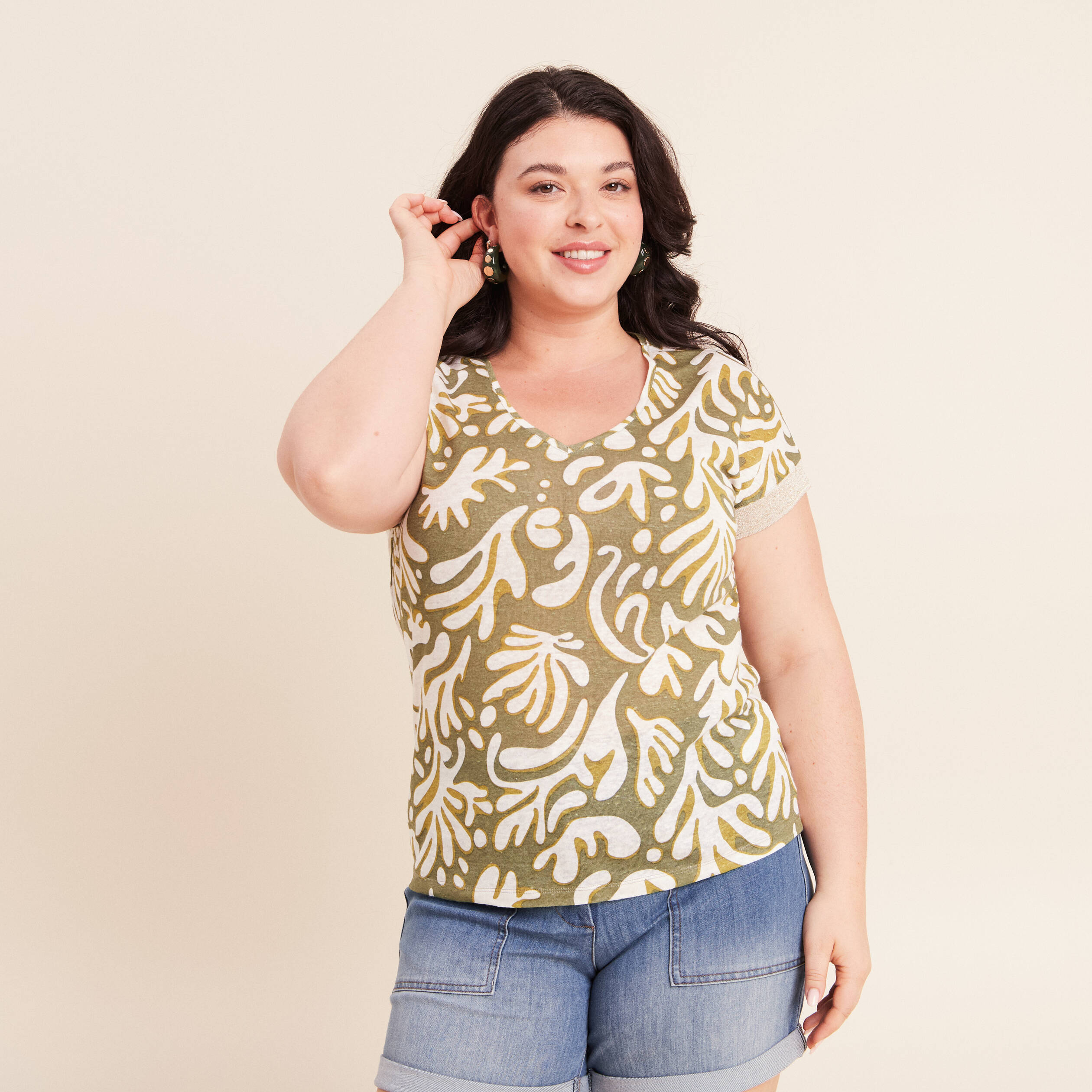 T-shirt manches courtes vert femme
