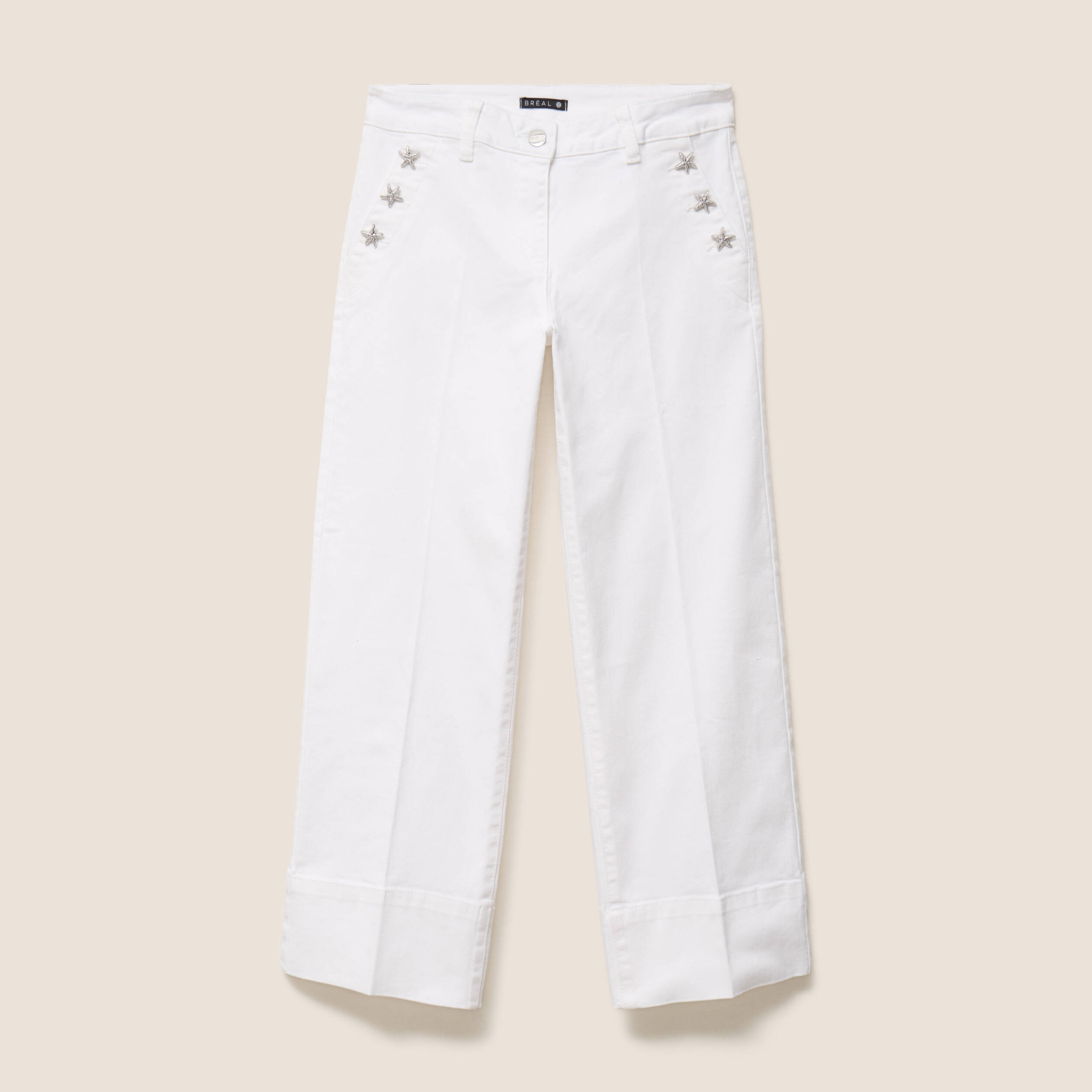 Jean coupe large 7/8&egrave;me blanc femme