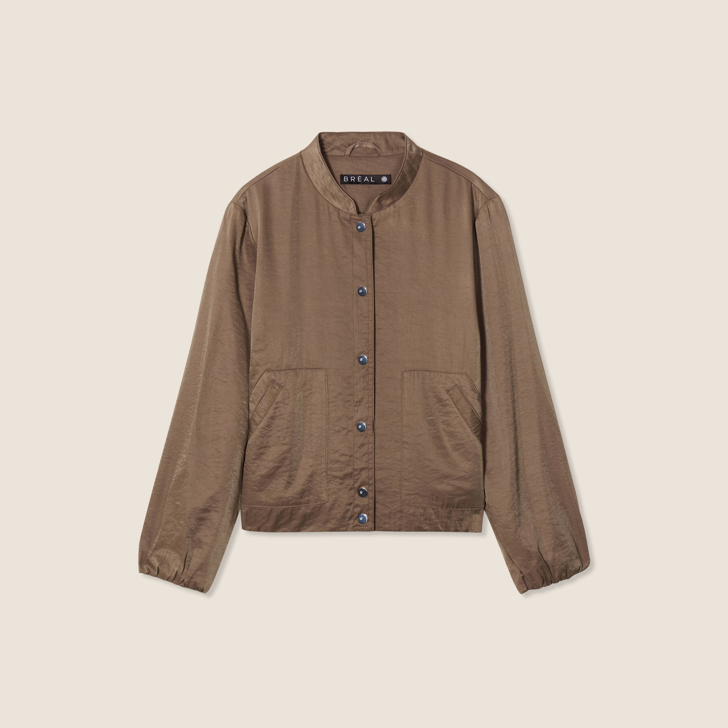 blouson boutonne satin taupe femme Blouson boutonné satin taupe femme