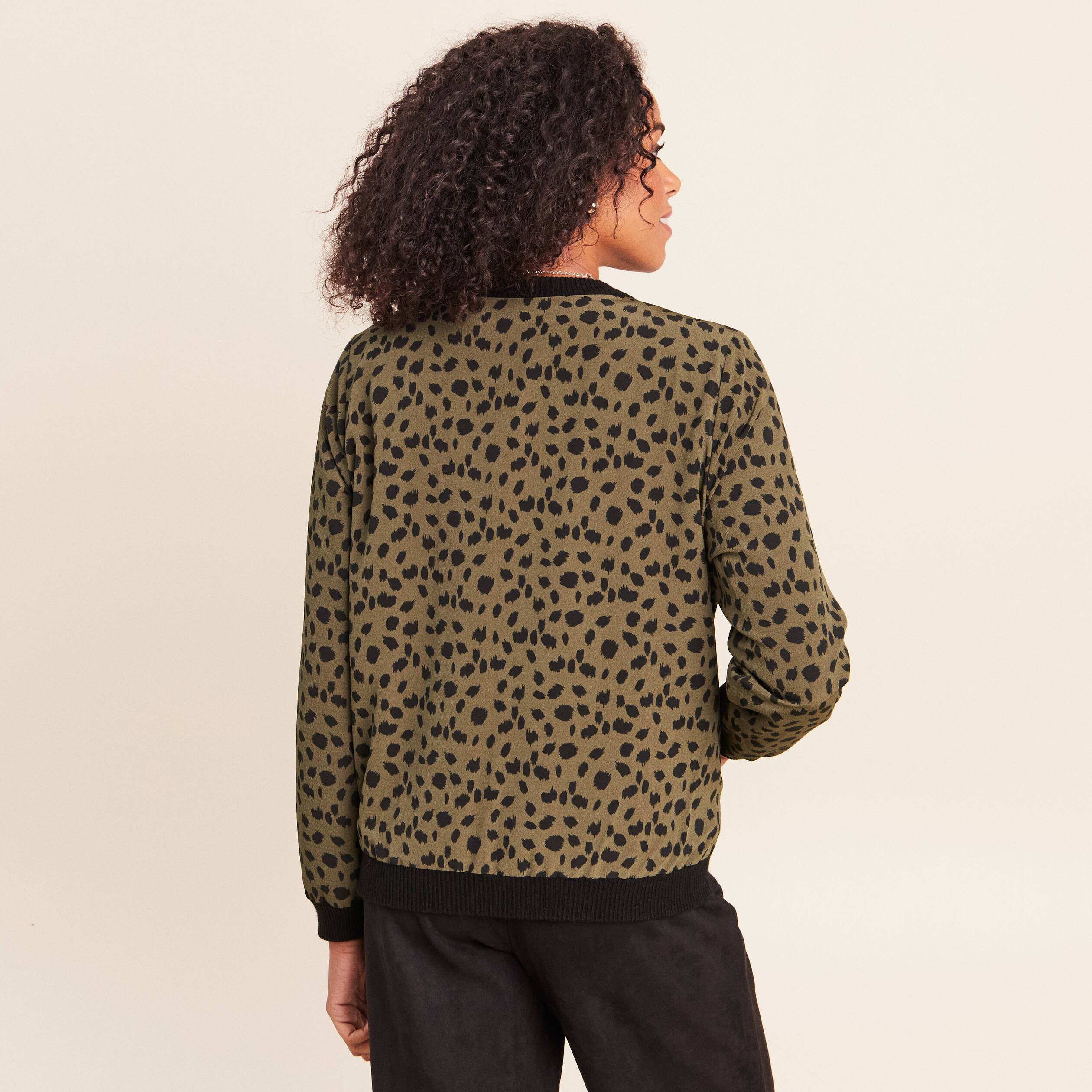Gilet r&eacute;versible manches longues vert femme
