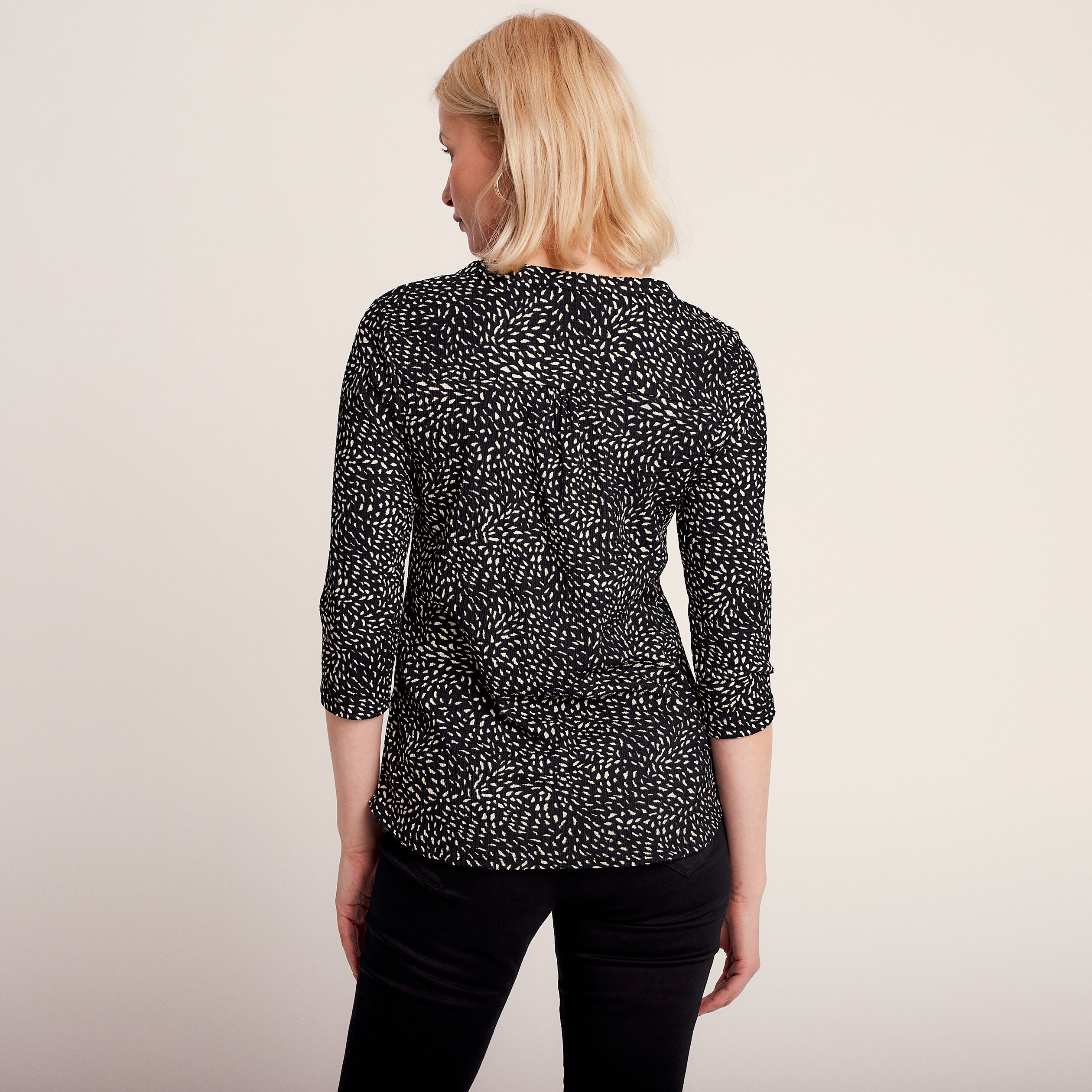 T-shirt manches 3/4 noir femme