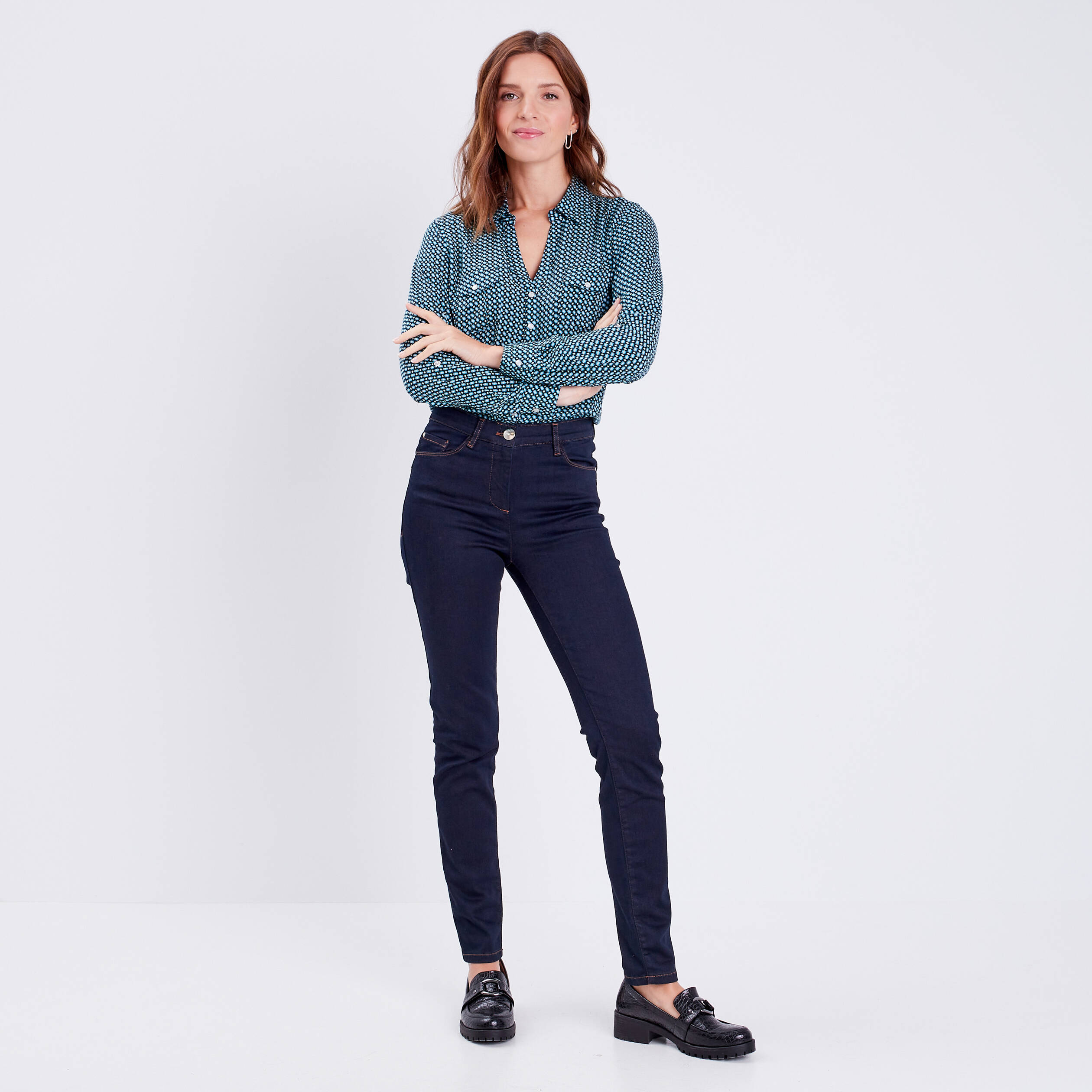 Chemise manches longues noir femme