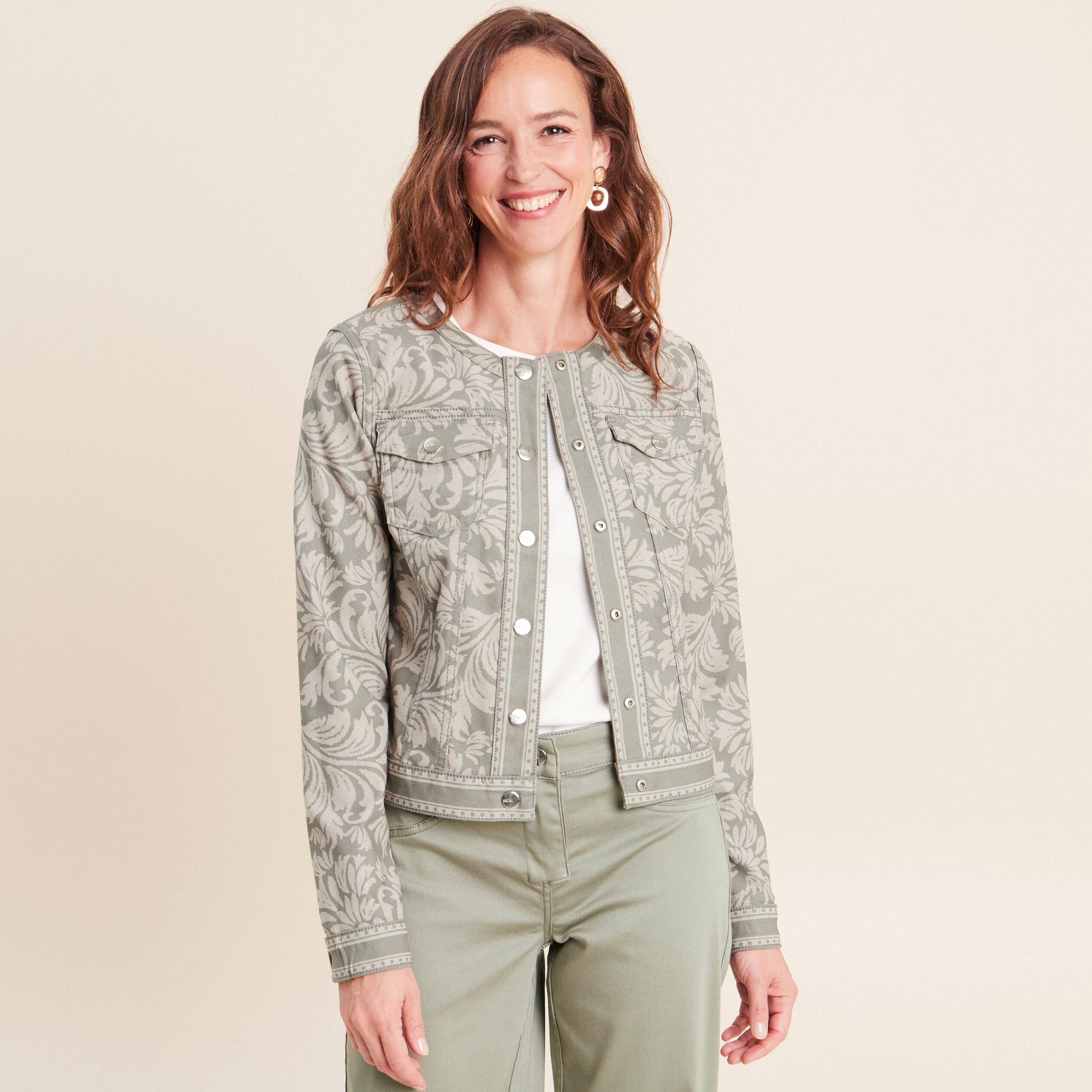 Veste cintr&eacute;e r&eacute;versible manches longues gris femme