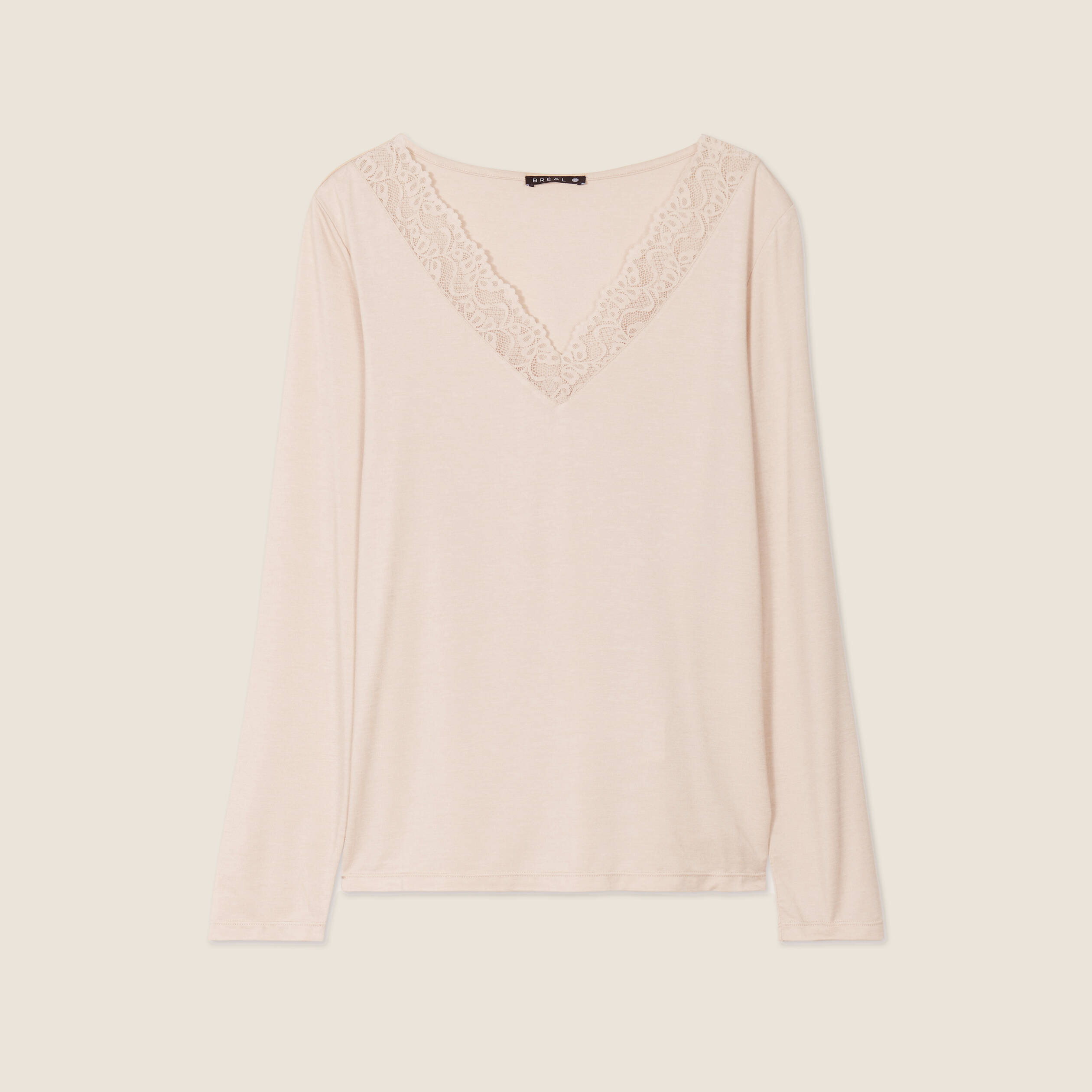 T-shirt thermo-douceur manches longues beige femme
