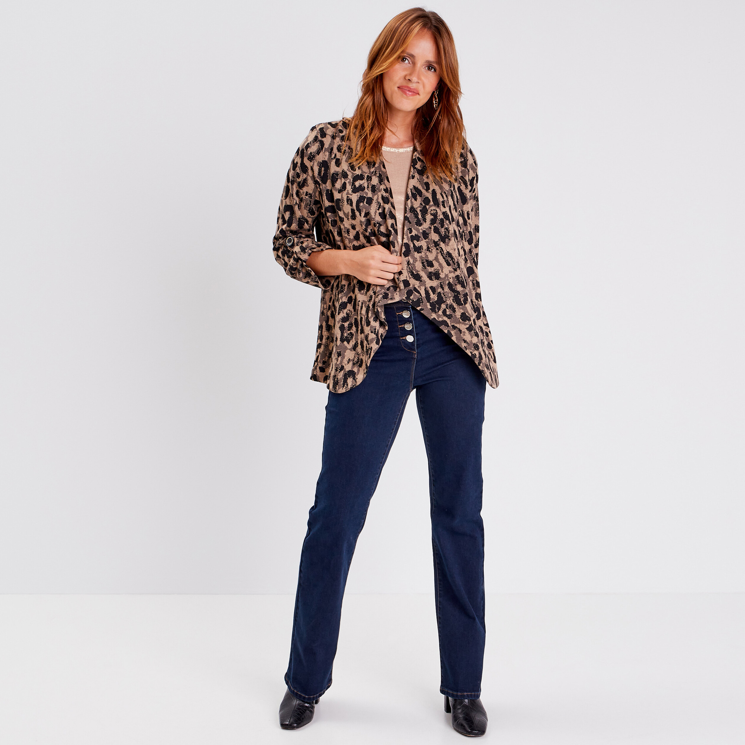 Veste droite avec col cascade noir femme