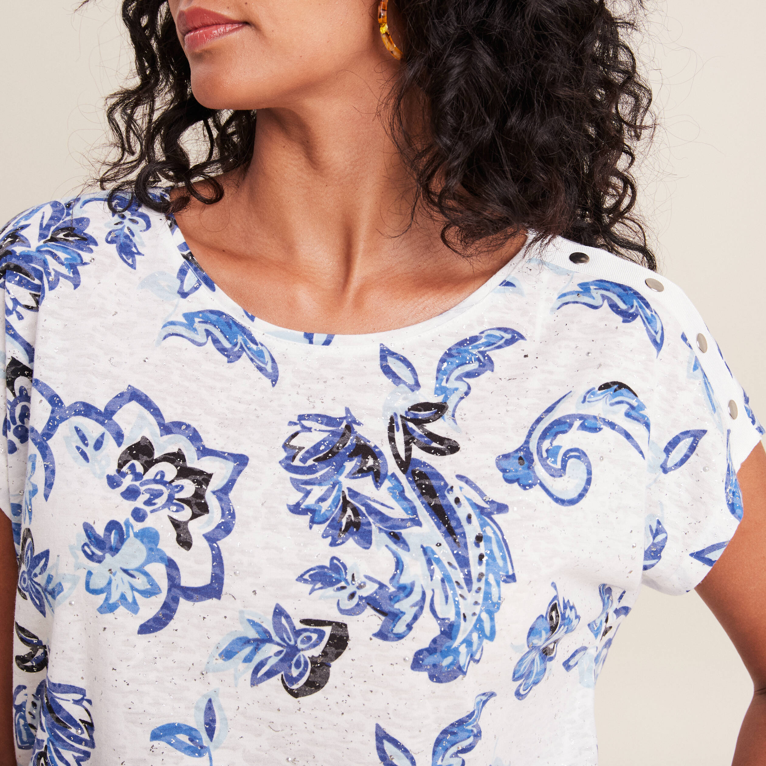 T-shirt manches courtes ecru femme