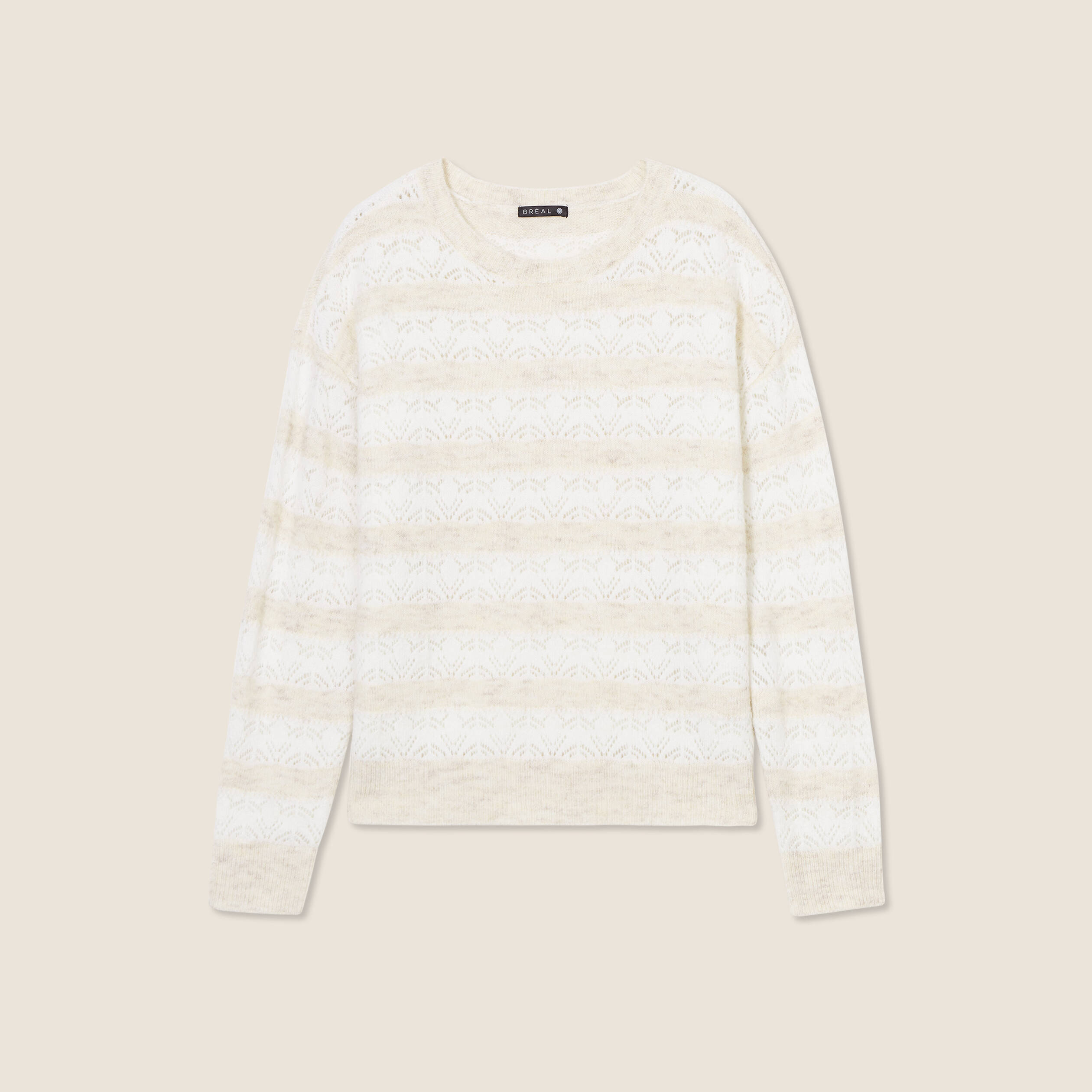 pull manches longues ajoure beige femme Pull manches longues ajouré beige femme
