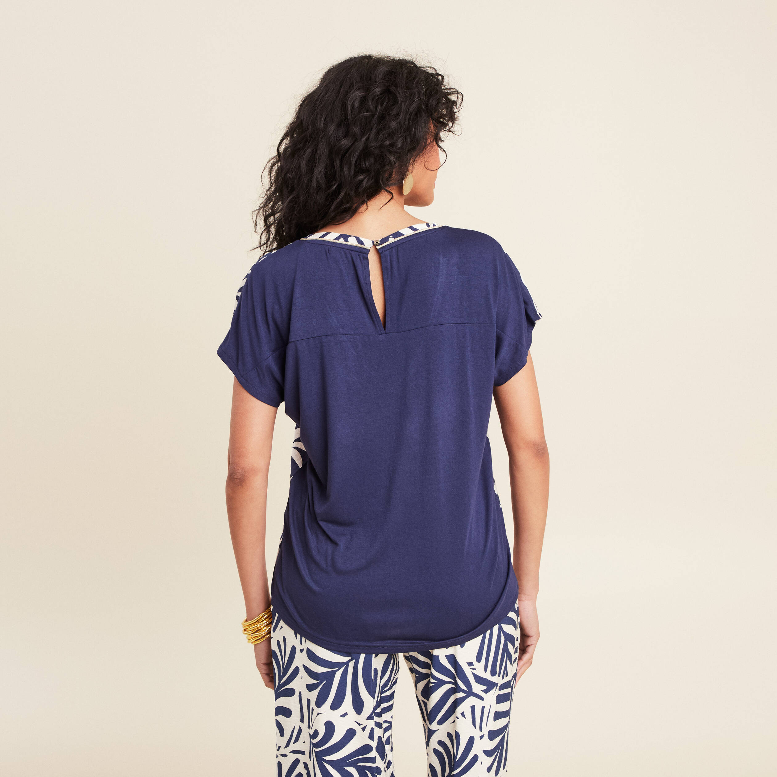 T-shirt manches courtes bleu femme