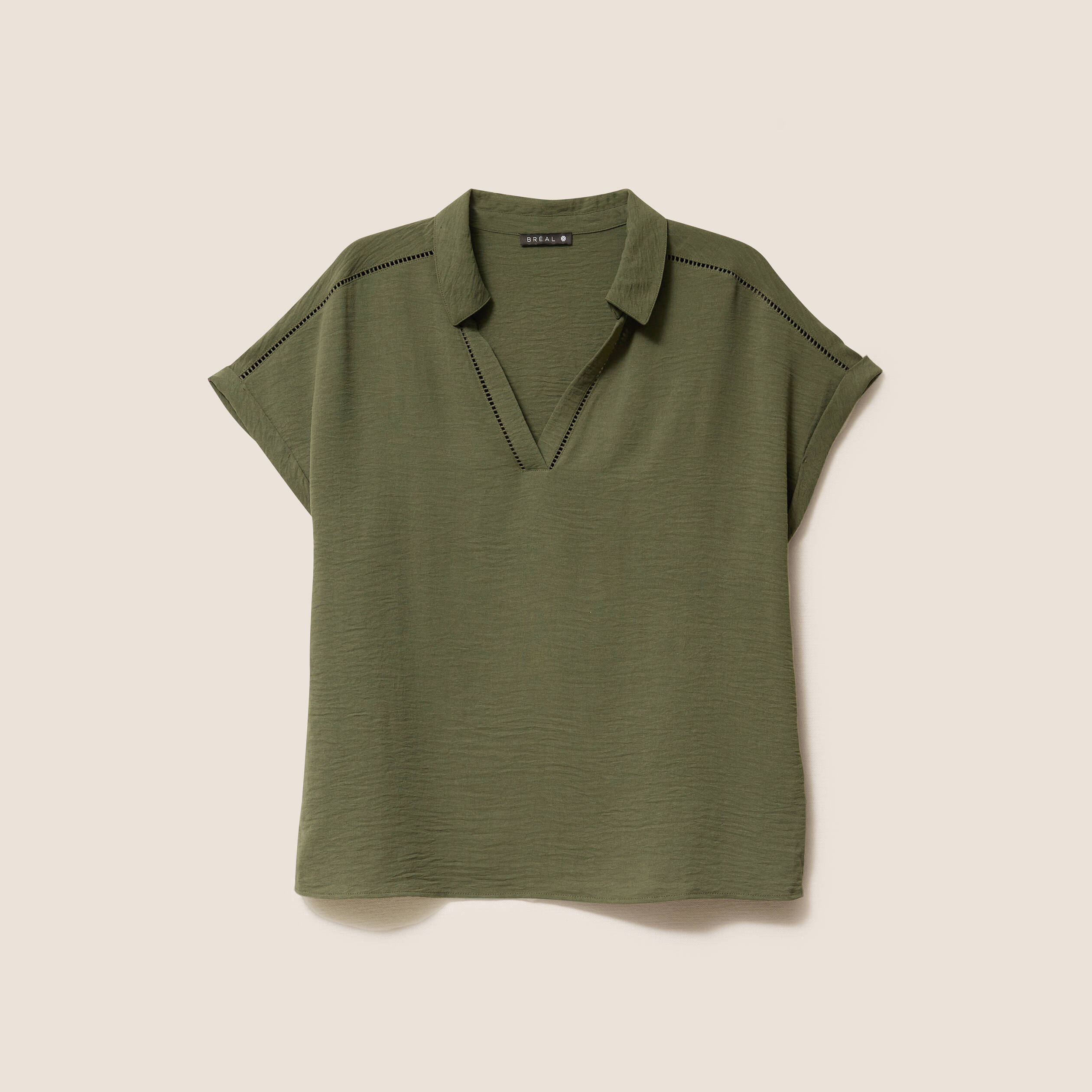 blouse manches courtes vert kaki femme Blouse manches courtes vert kaki femme