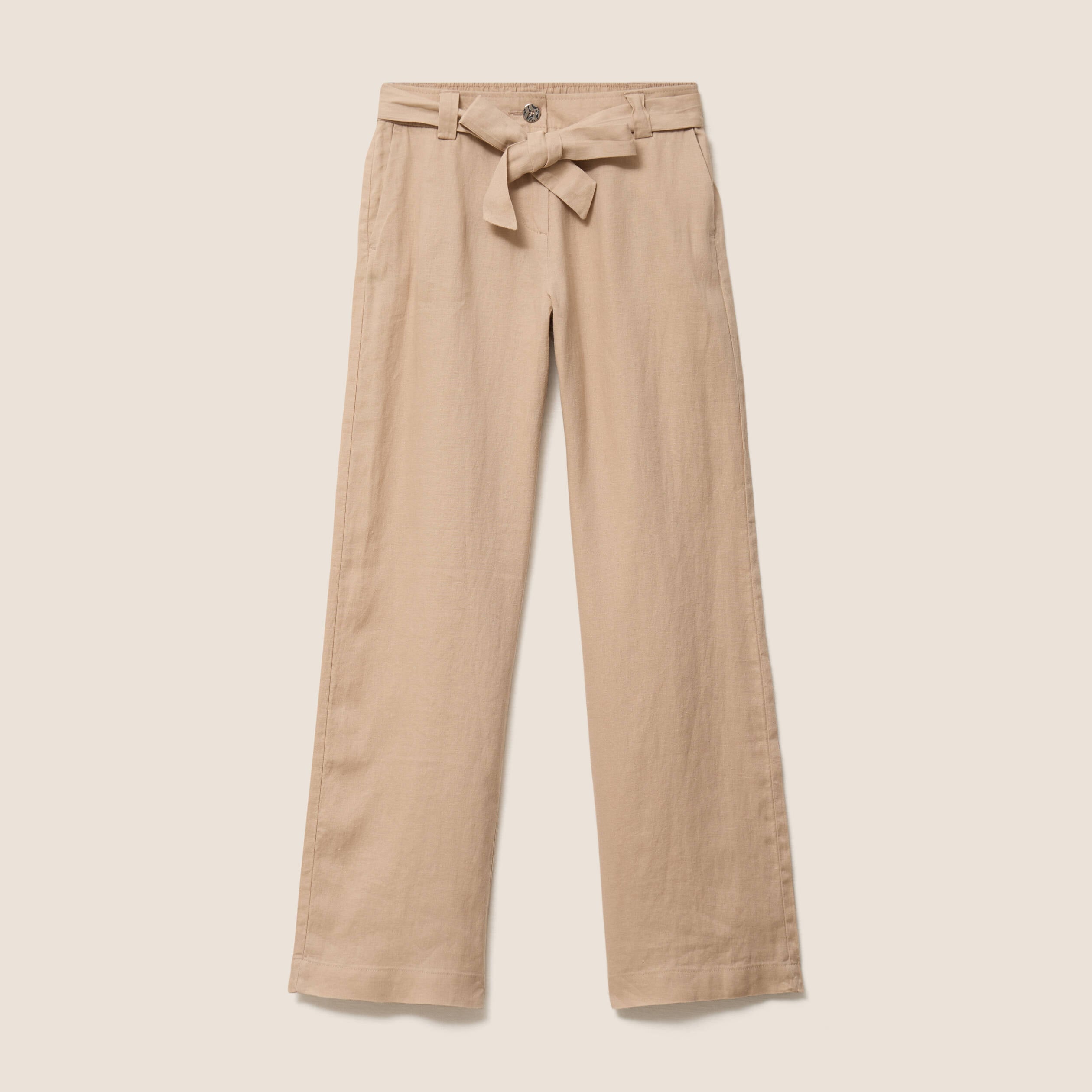 Pantalon coupe large en lin sable femme