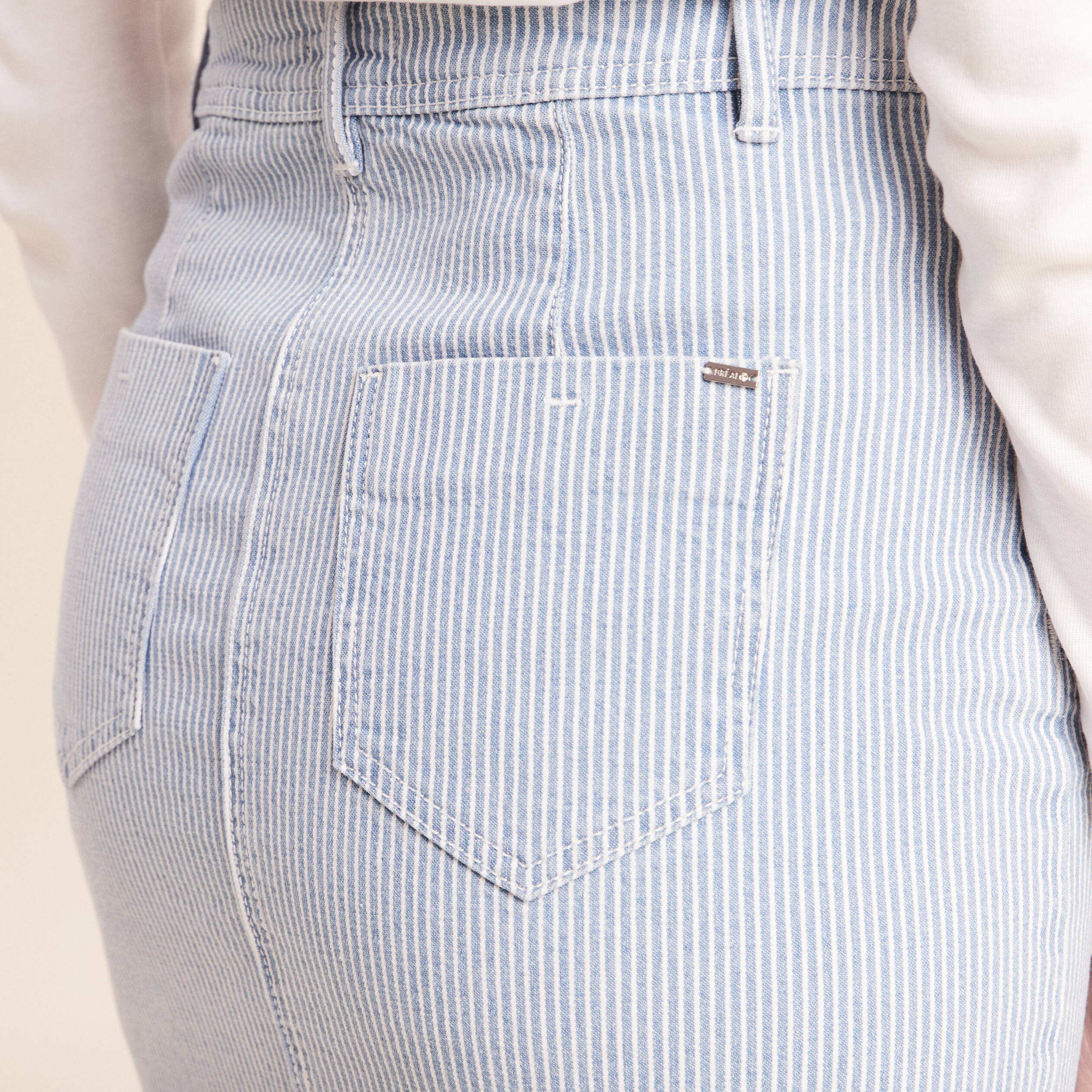 Jupe taille haute bleu femme