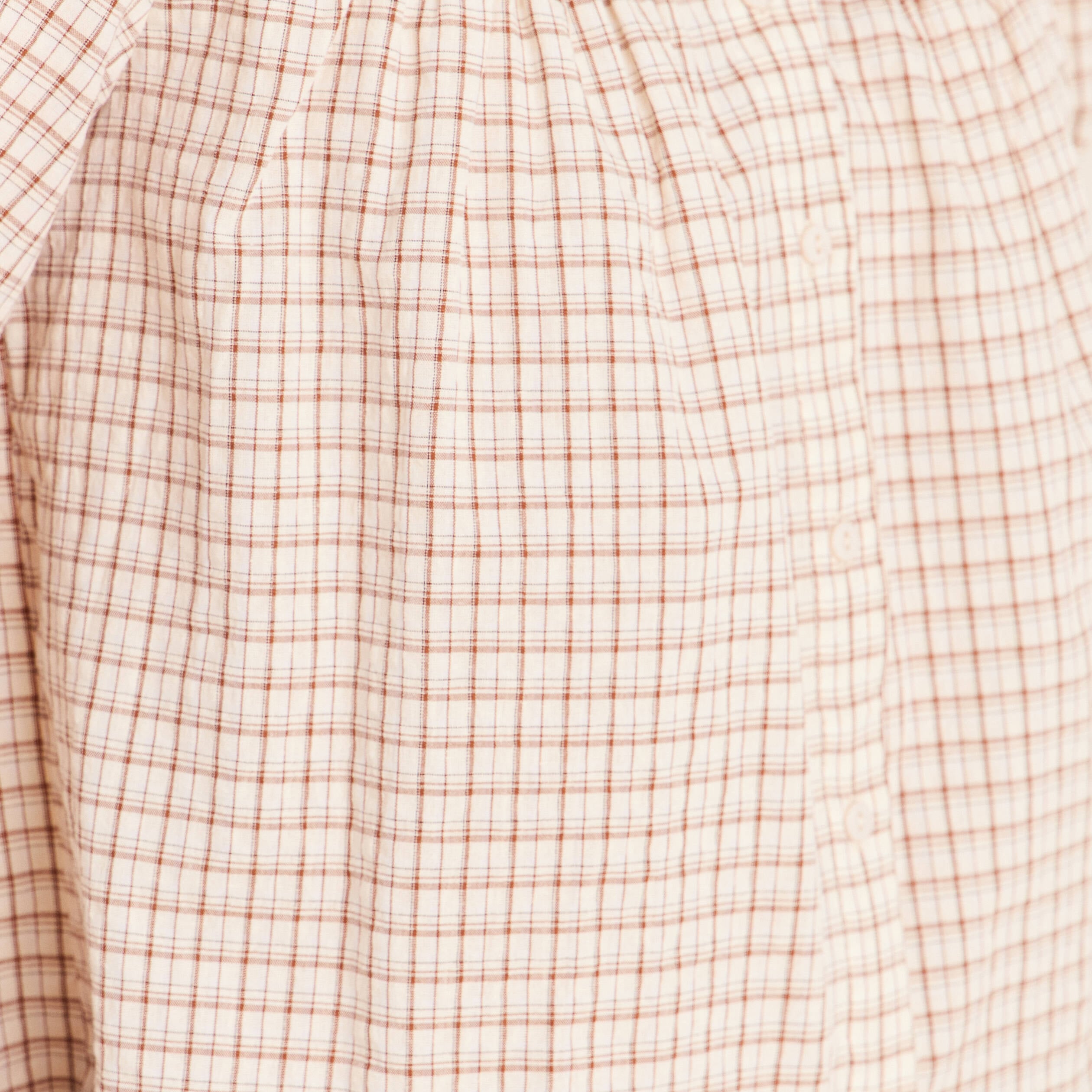 Chemise vichy manches longues col rond marron femme