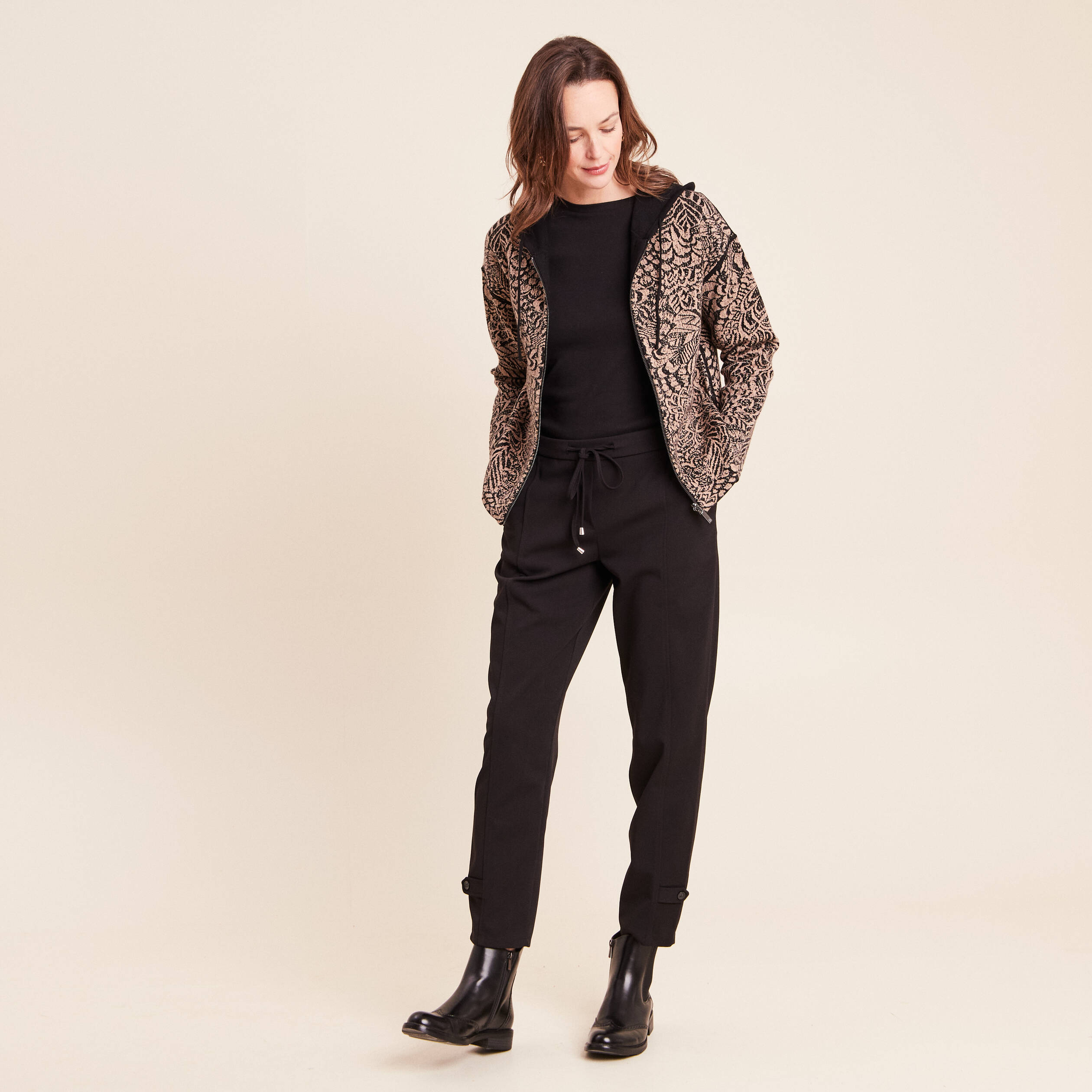 Sweat r&eacute;versible &agrave; capuche vert kaki femme