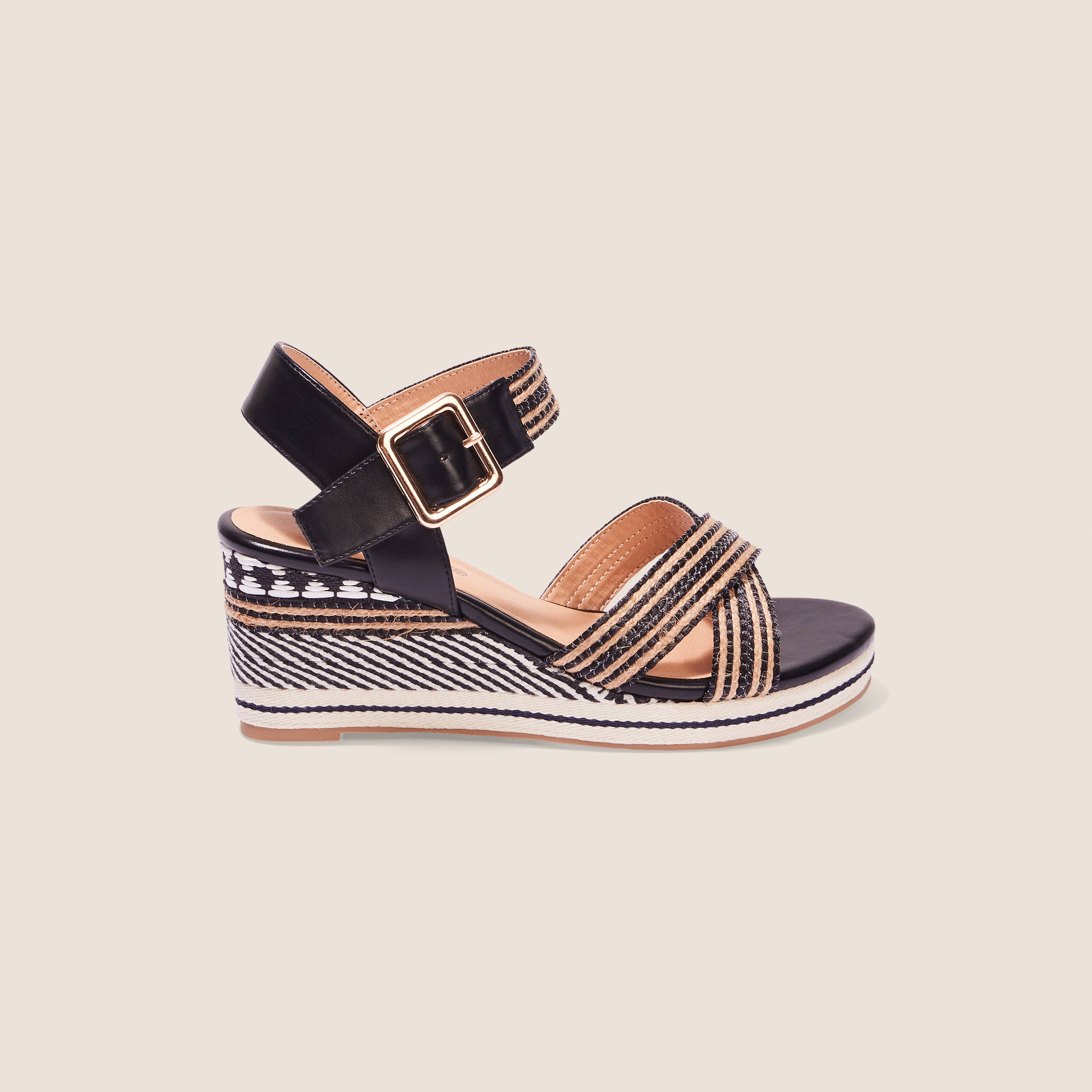 Sandales compensees noir femme Breal