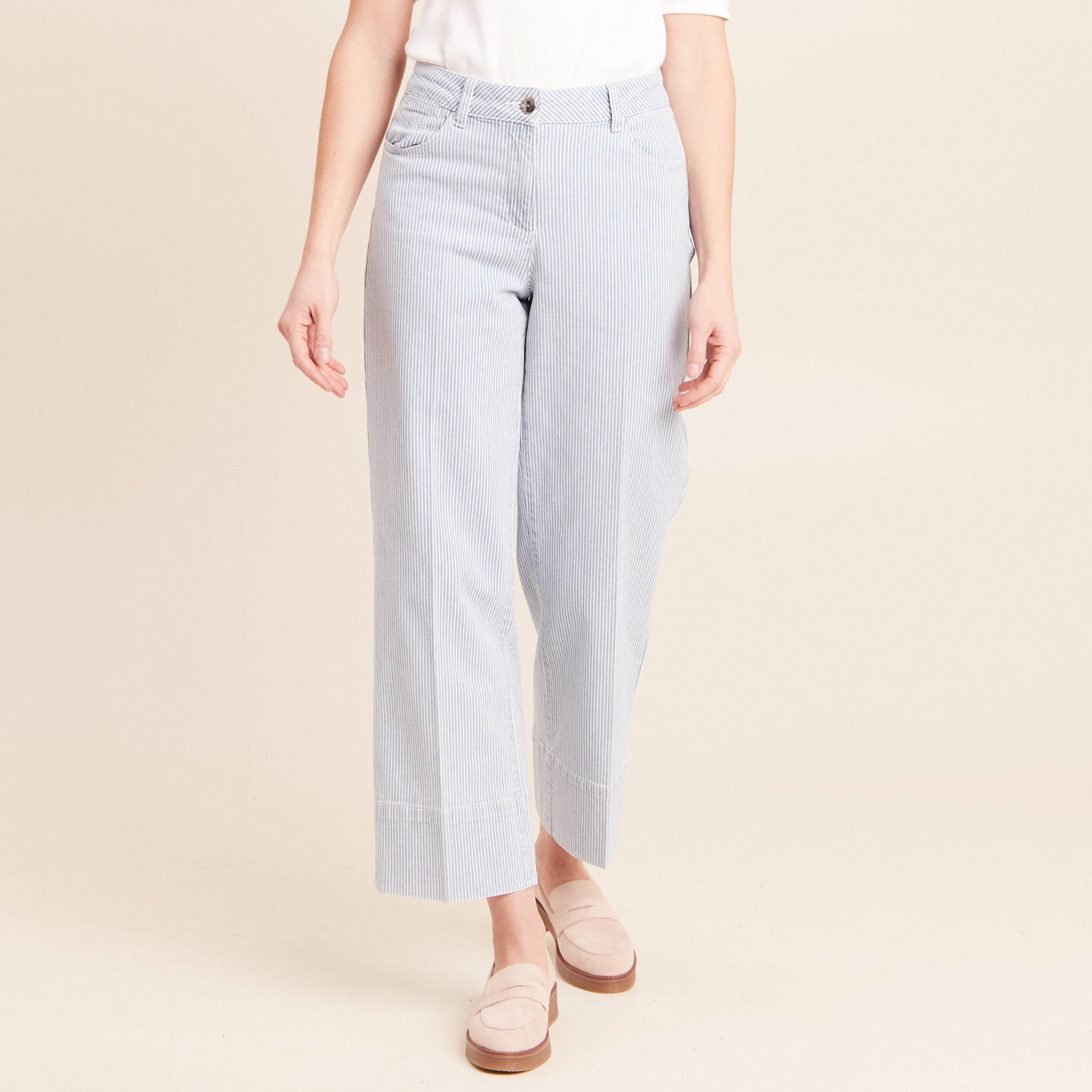 Jean coupe large 7/8&egrave;me bleu femme