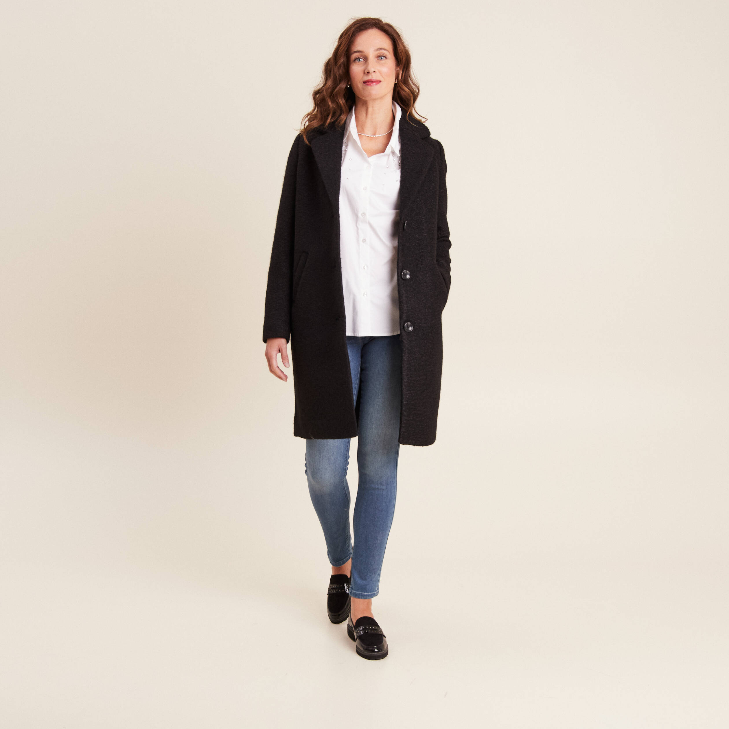 Jean ajusté taille basse denim stone femme